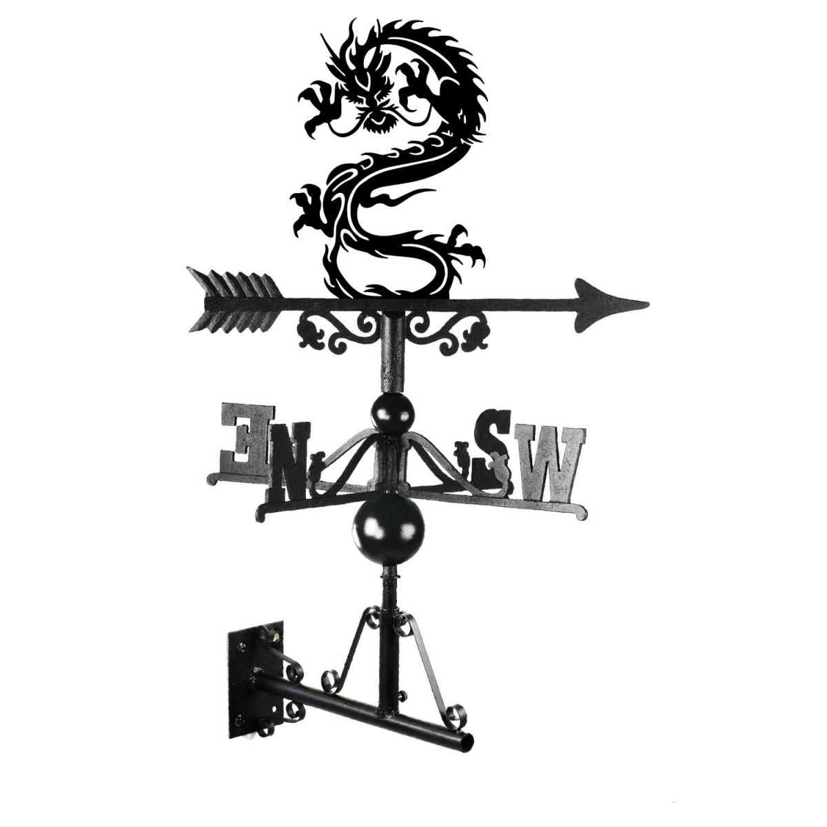 Oriental Dragon Weathervane Mounted