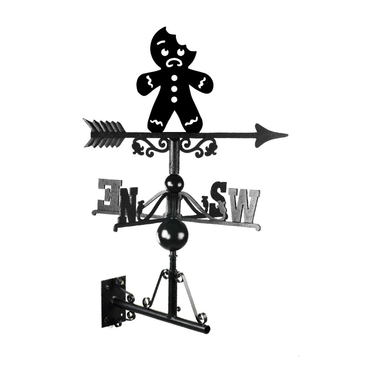 Bitten Gingerbread Man Weathervane Mounted
