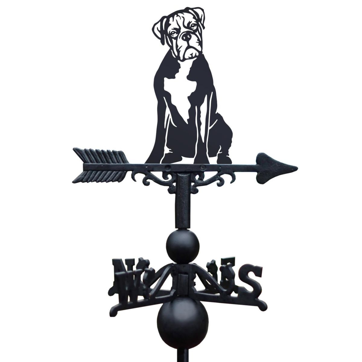 Sitting Boxer Dog Weathervane on White Background