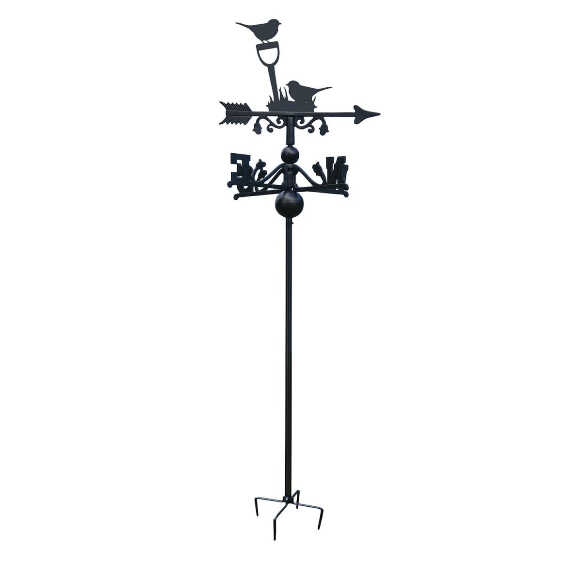 Pair of Robins Free Standing Weathervane in Black