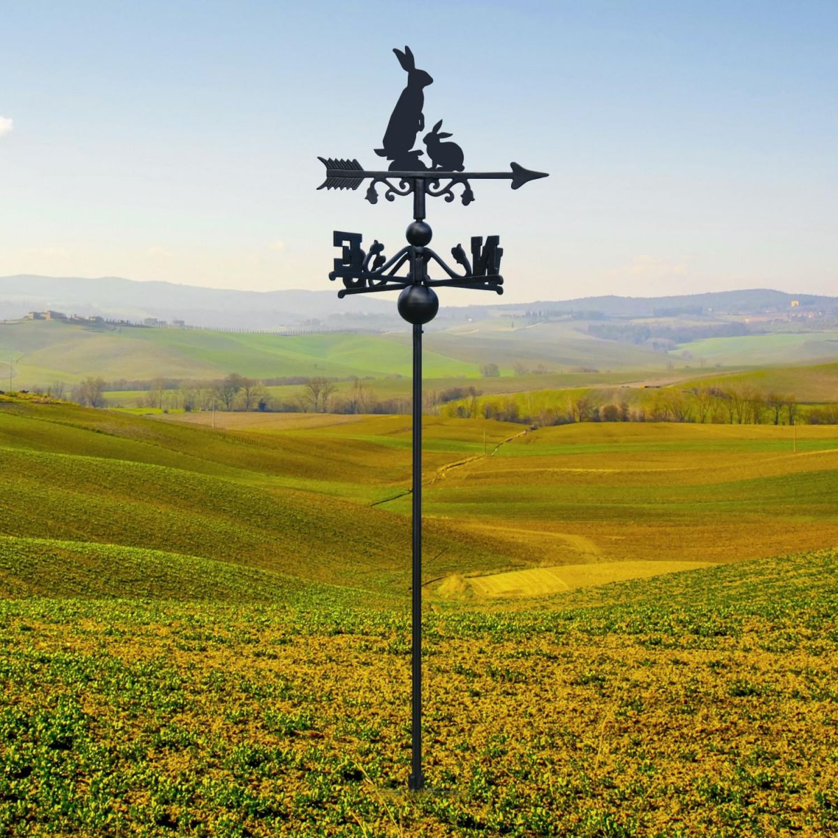 Cast Iron & Steel Free Standing Weathervane with Rabbit Topper