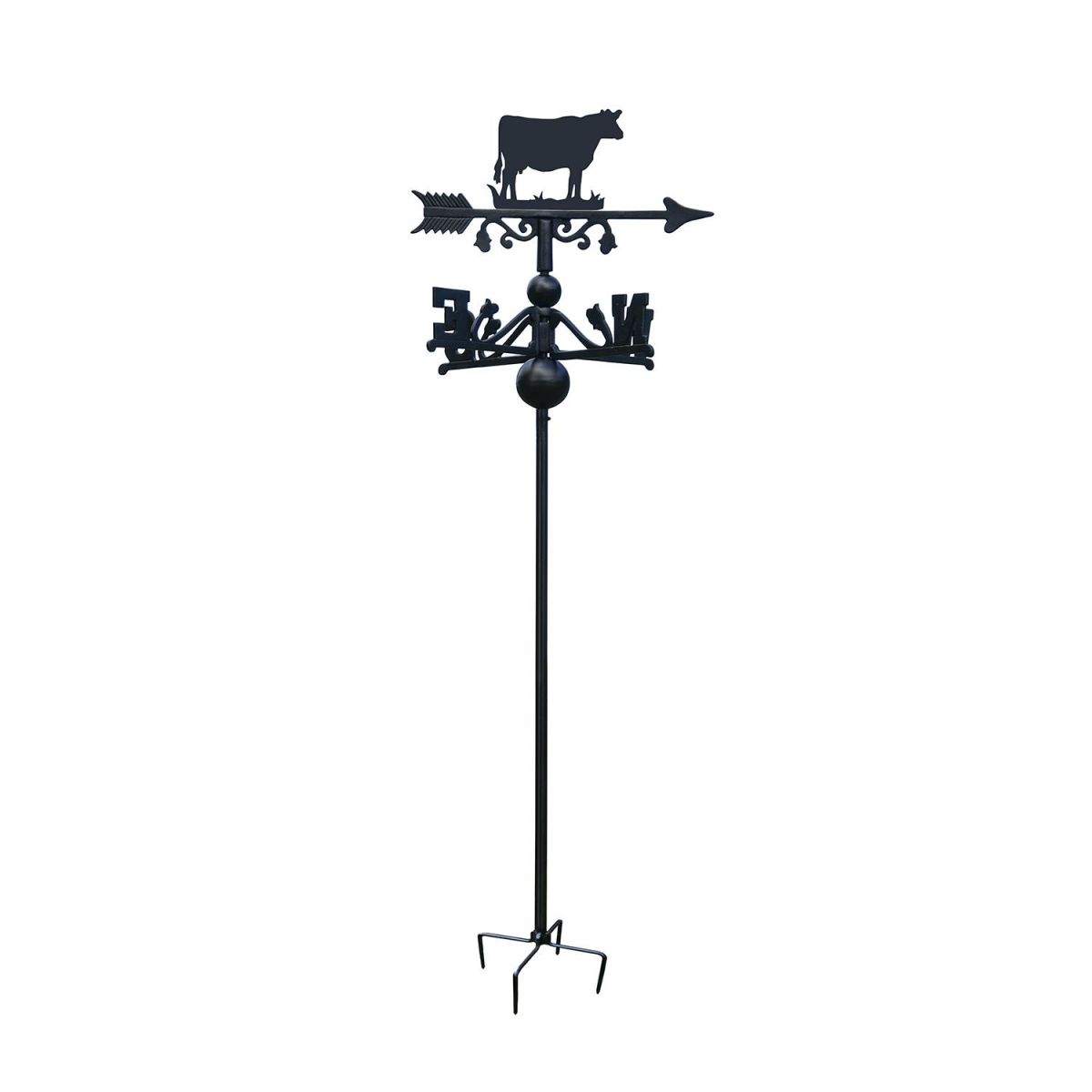 Cow Free Standing Weathervane in Black