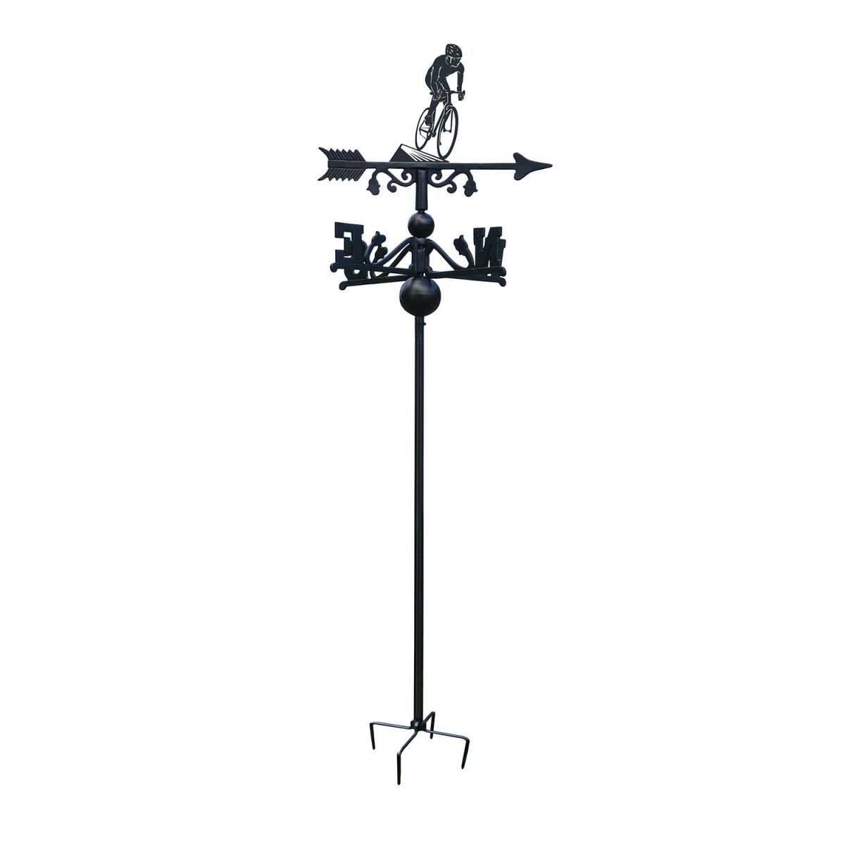 Cyclist Free Standing Weathervane in Black