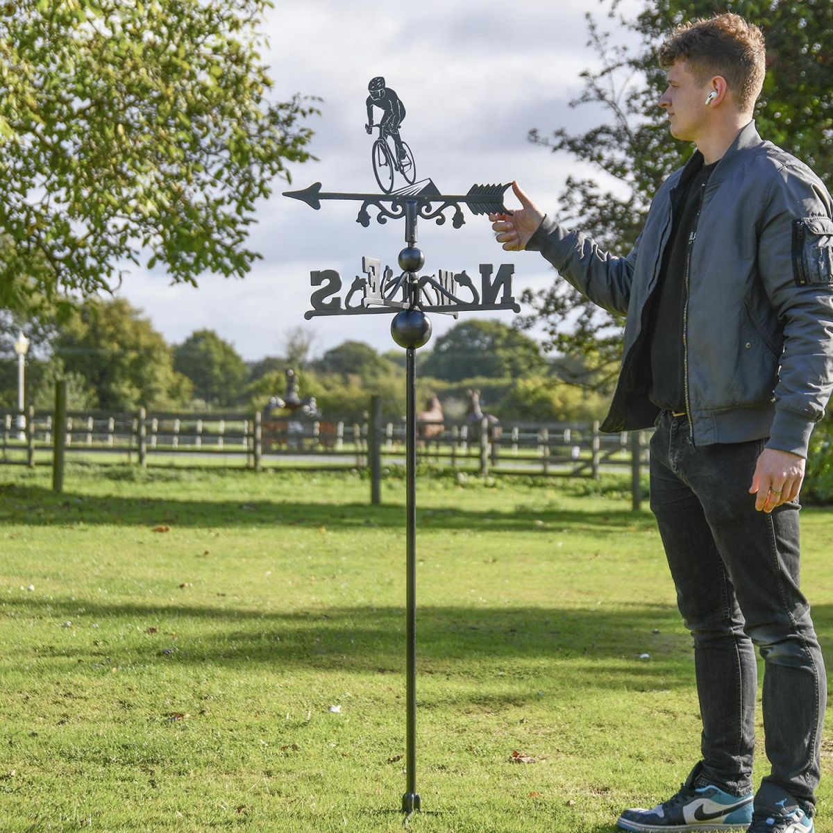 Cyclist Free Standing Weathervane to Scale