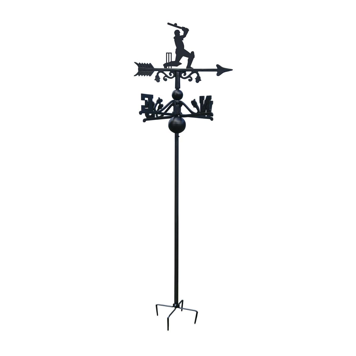 Cricket Player Free Standing Weathervane in Black