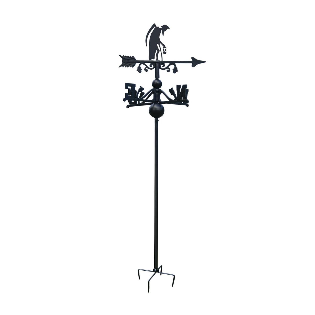 Old Father Time Free Standing Weathervane in Black