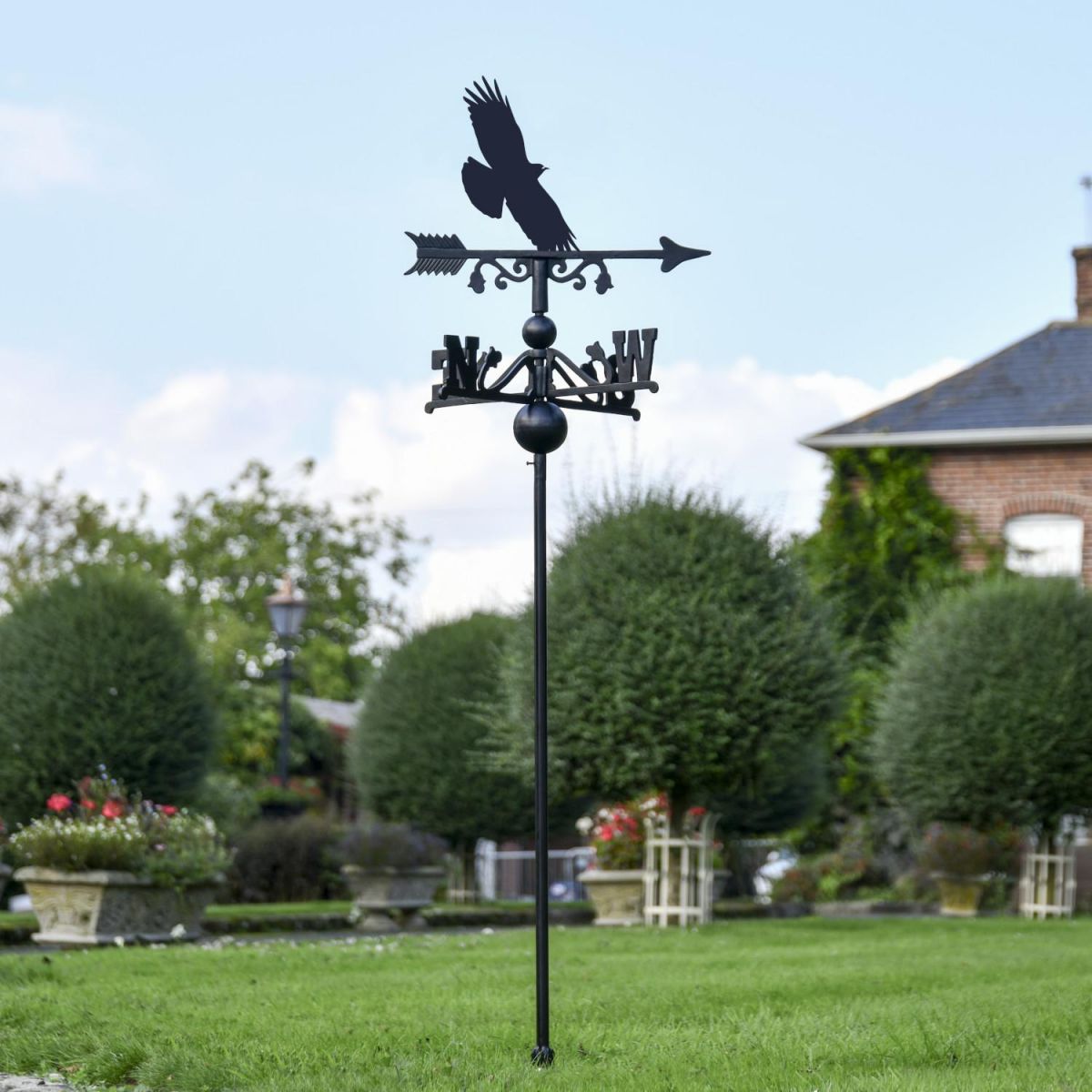 Cornish Chough Free Standing Weathervane in Use in the Garden