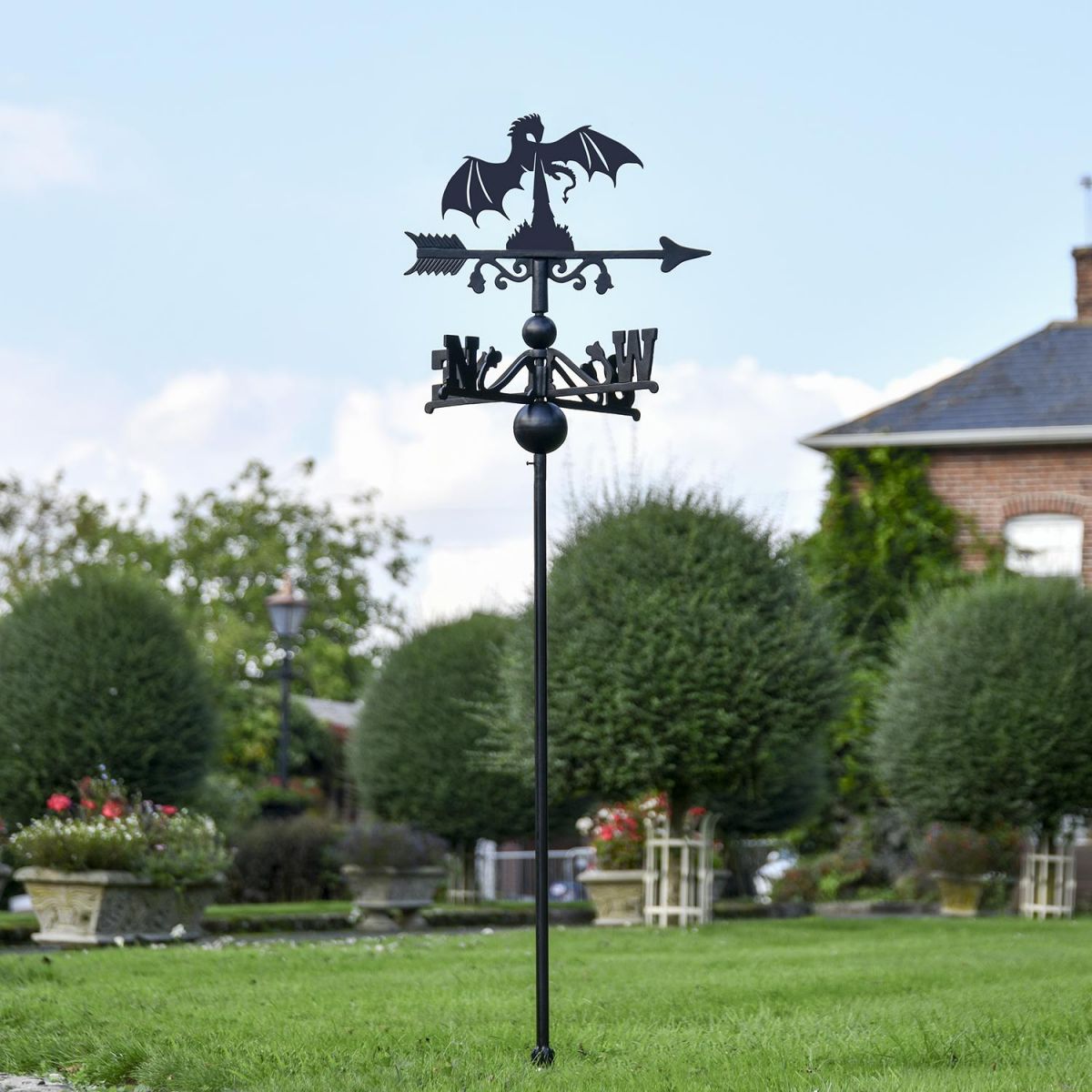 Fire Breathing Dragon Free Standing Weathervane in the Garden