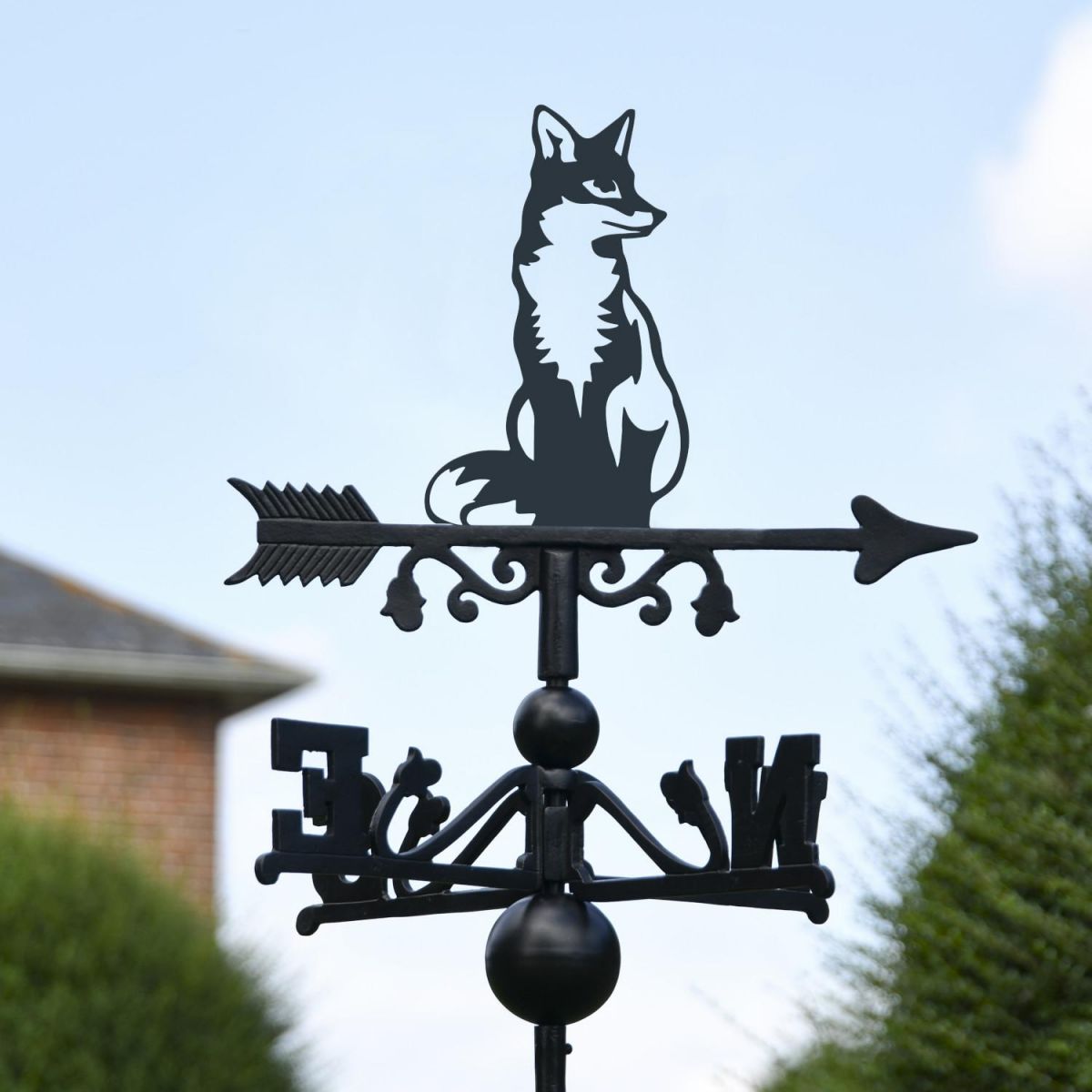 Close-Up of Sitting Fox Topper on Free Standing Weathervane to Scale