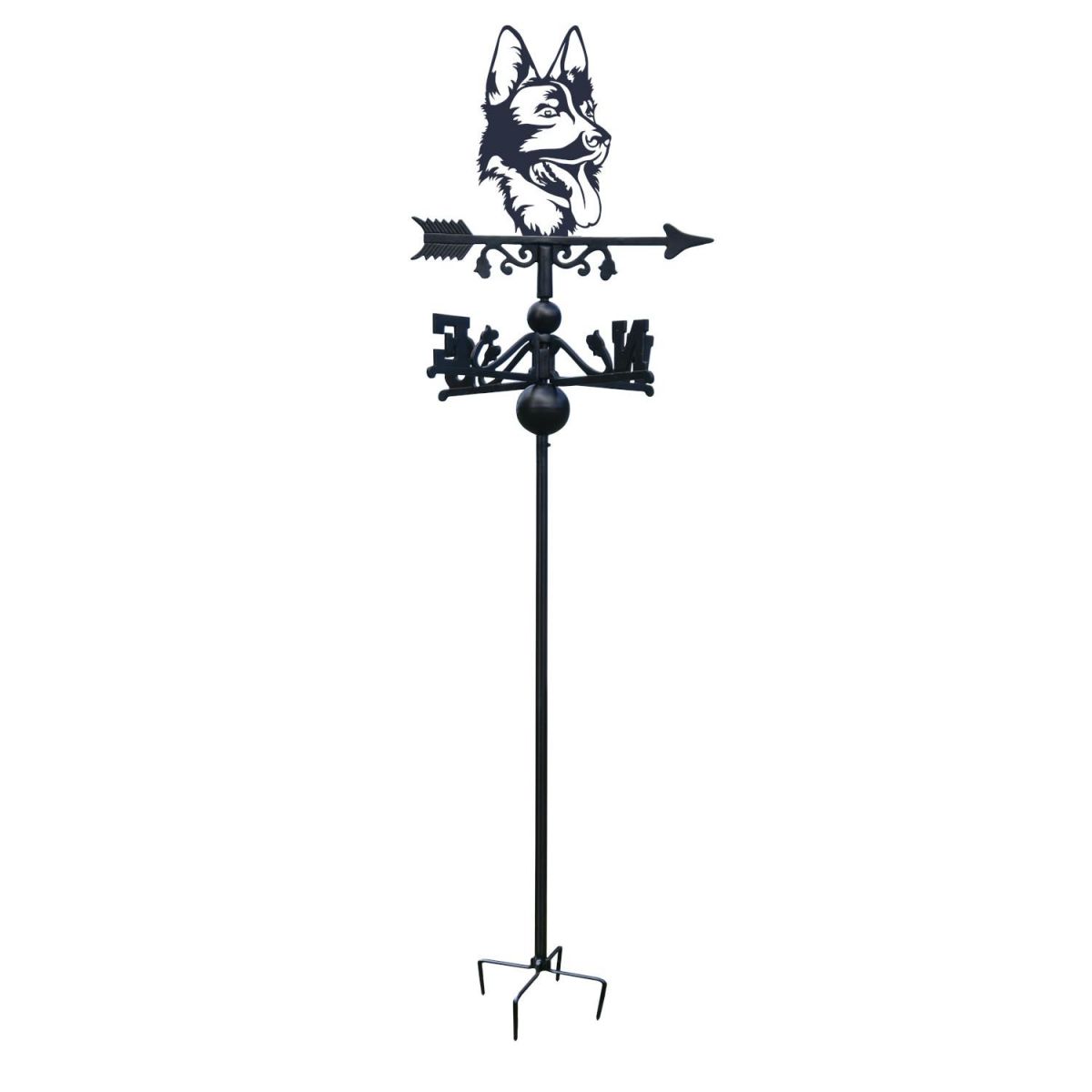 Free Standing Weathervane with German Shepherd Topper on White Background
