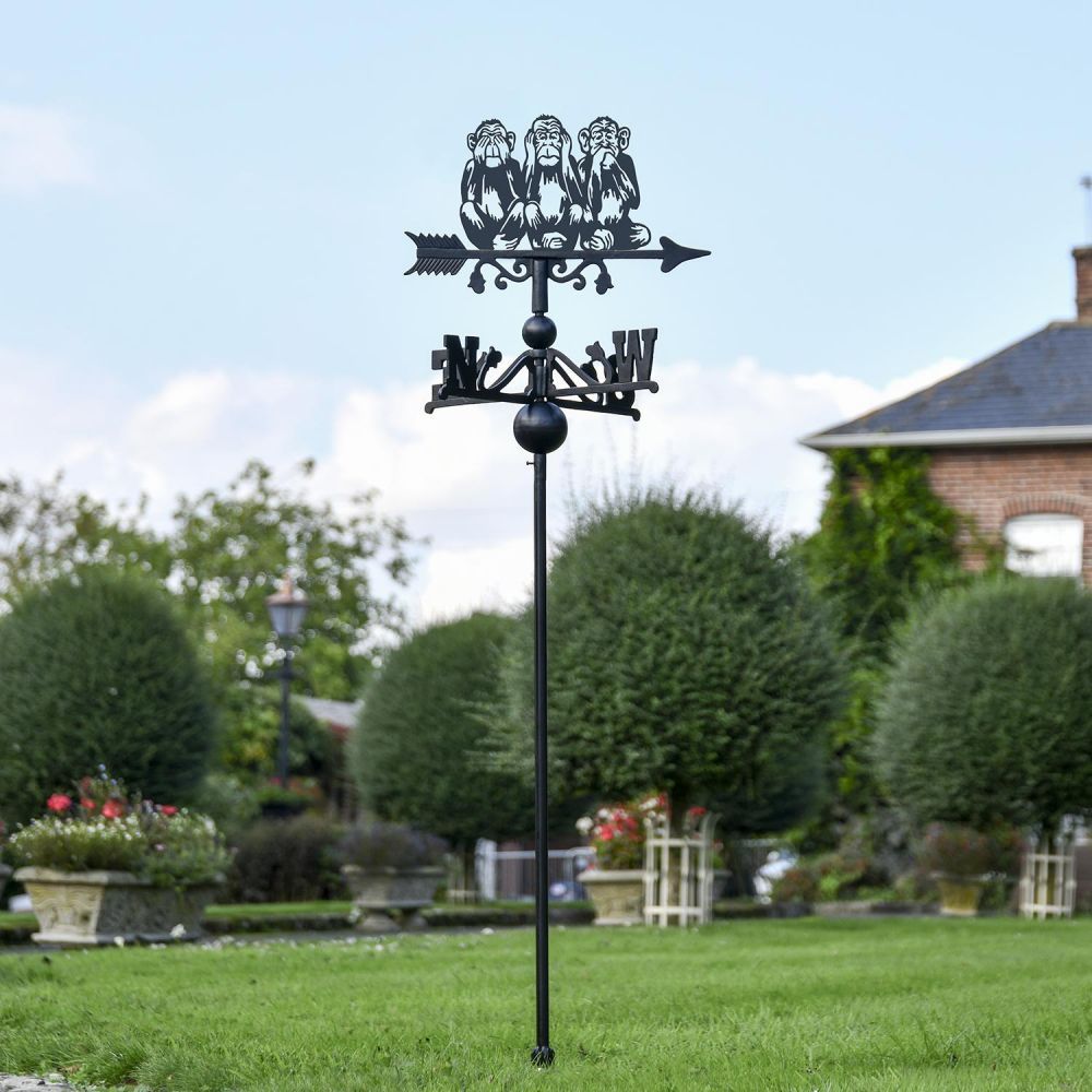 "See No Evil, Hear No Evil, Speak No Evil" Free Standing Weathervane