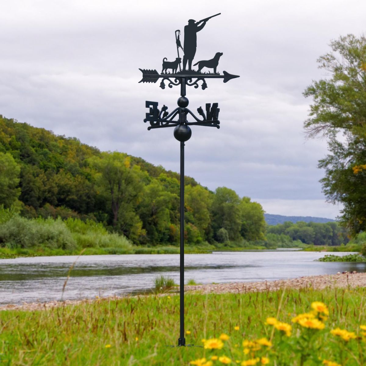 "Game Season" Jack Russel & Labrador Free Standing Weathervane in Location