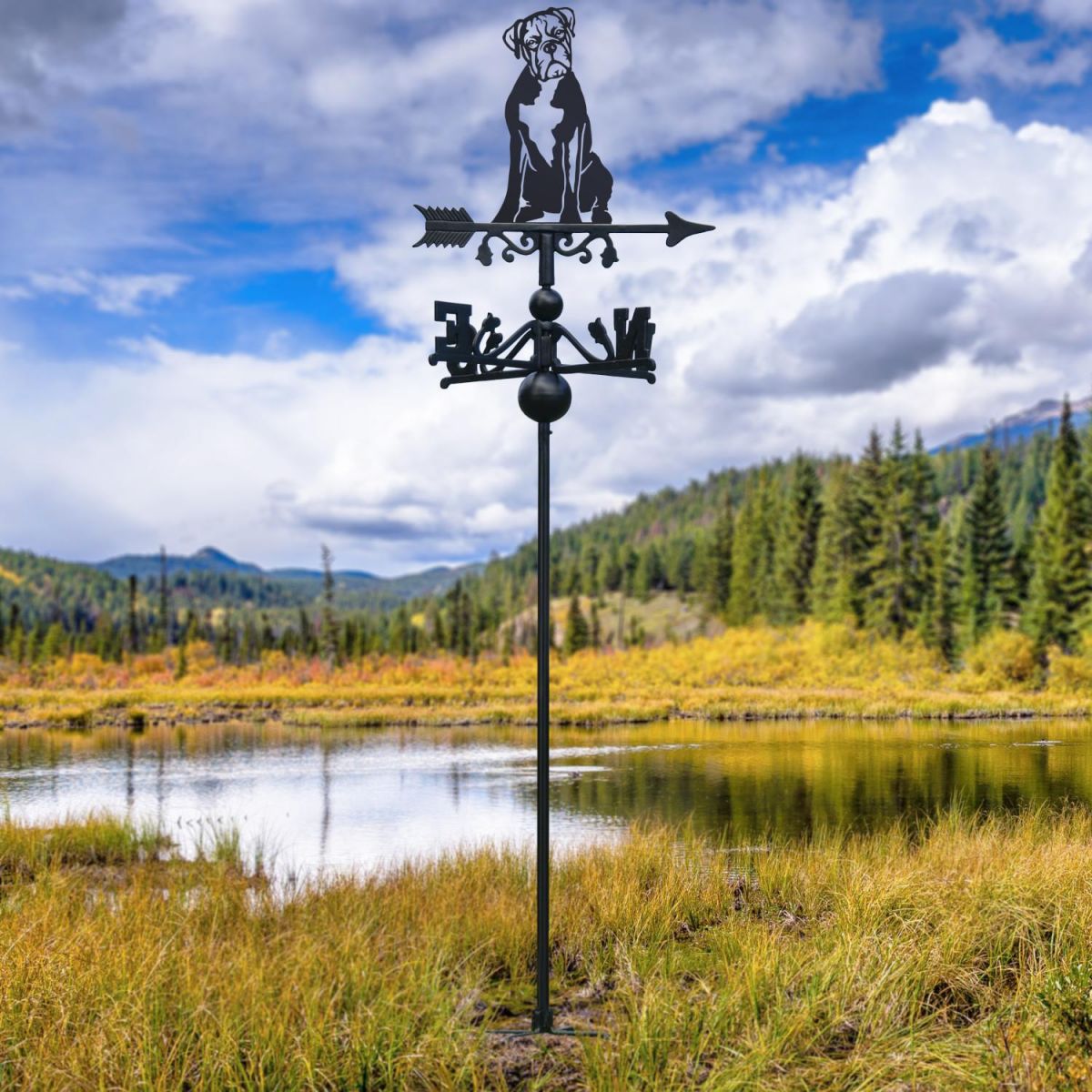 Boxer Dog Free Standing Weathervane in Situ