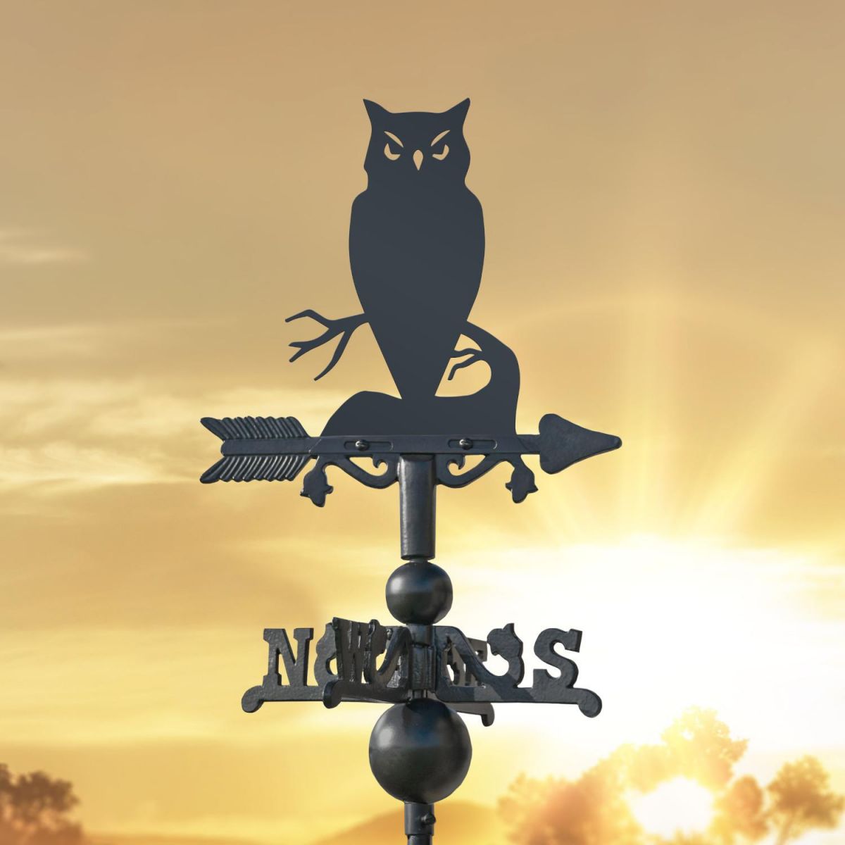 Owl on Miniature Weathervane at Sunset