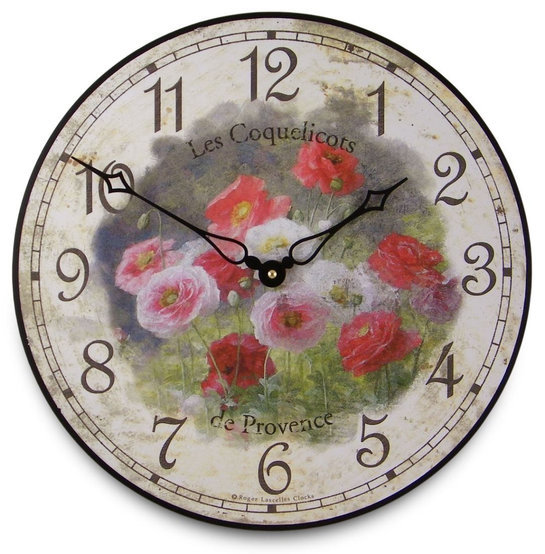 Traditional "Les Coquelicots de Provence" Flower Wall Clock 