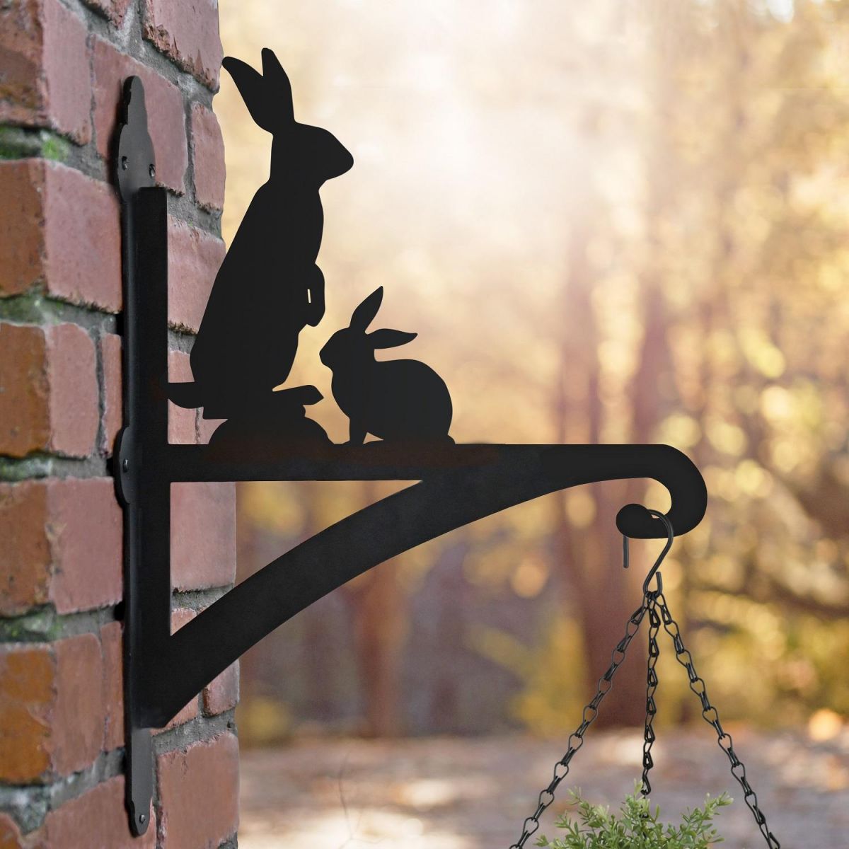 Rabbit Hanging Basket Bracket in Situ on a Brick Wall