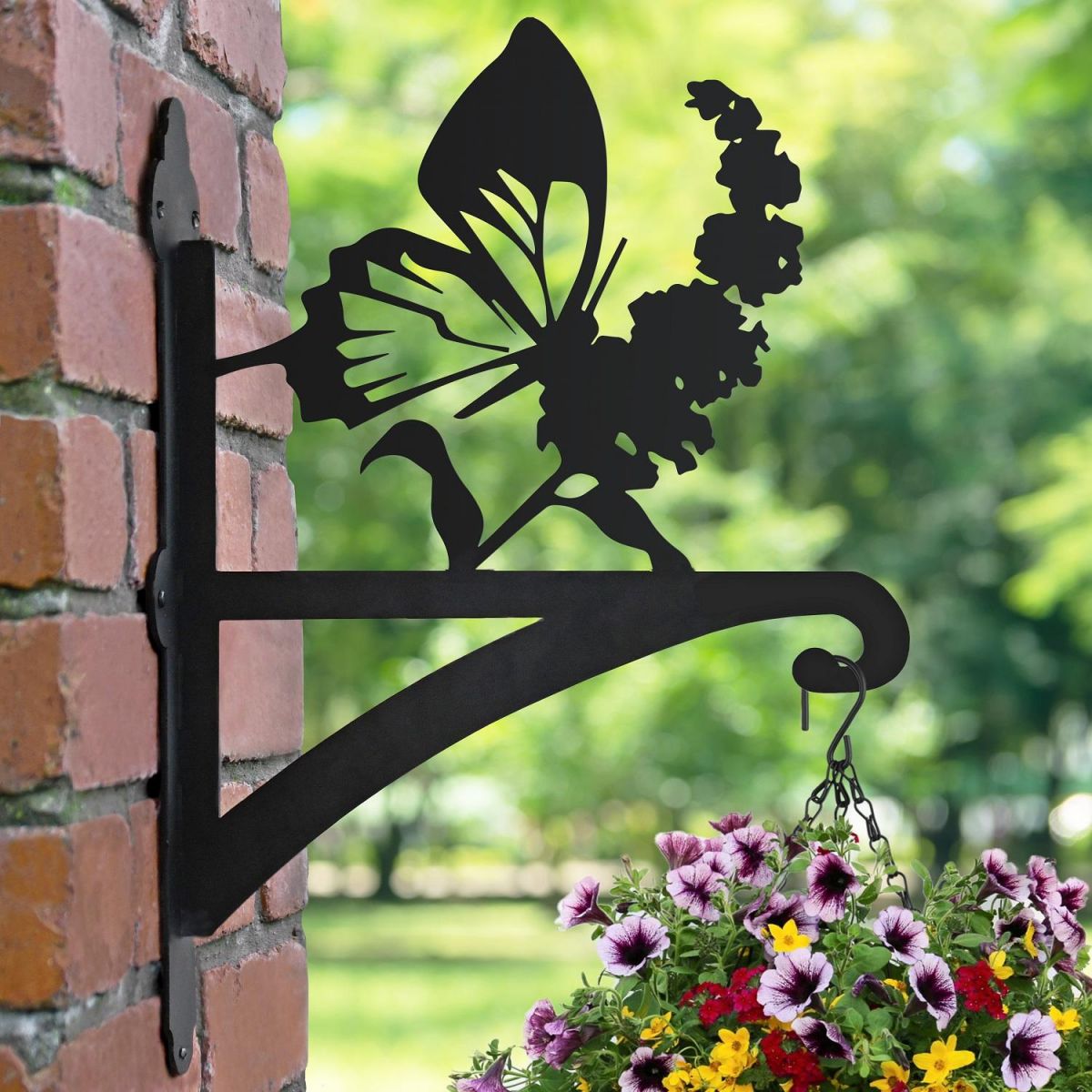Butterfly Hanging Basket Bracket Finished in Black
