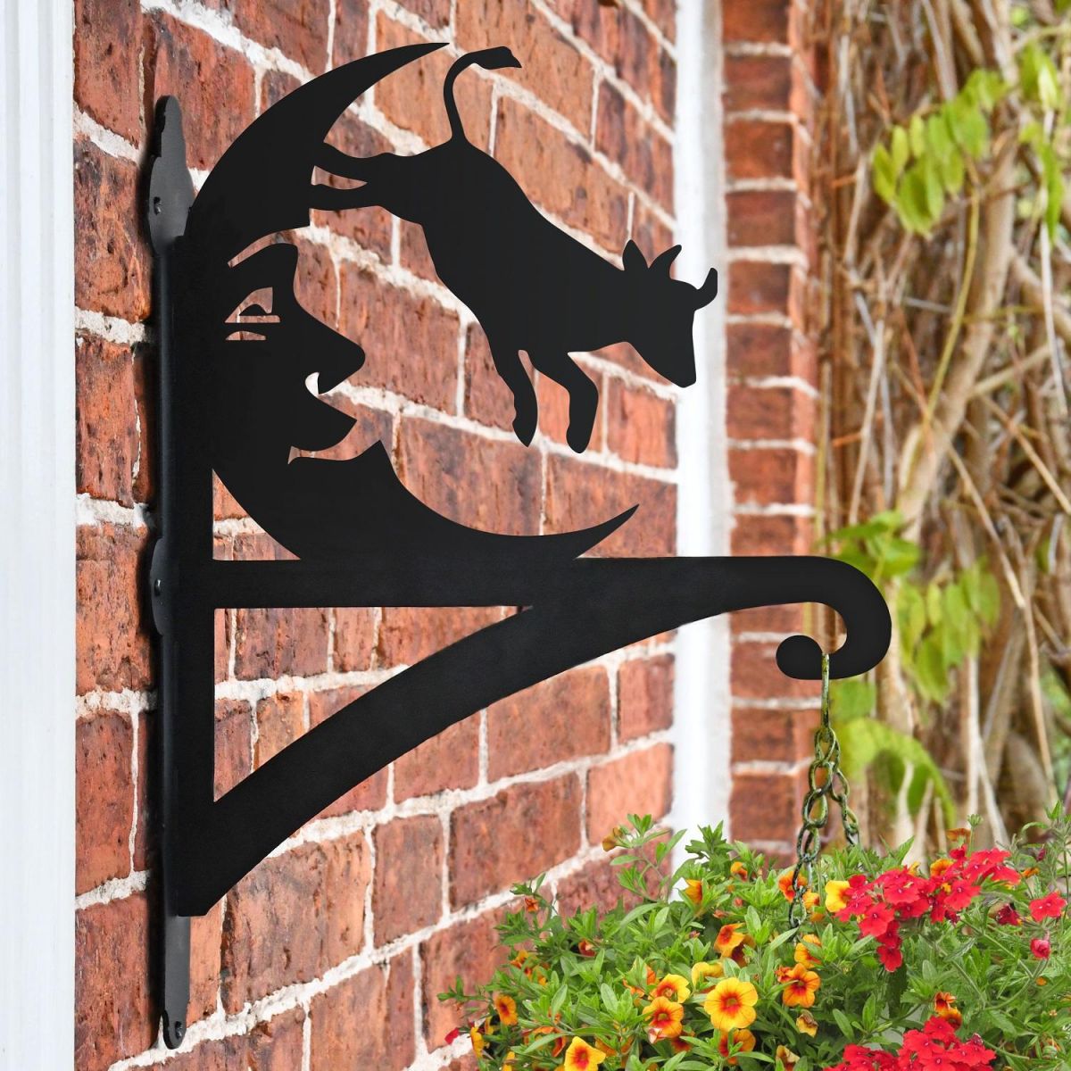 Cow Jumping Over Moon Hanging Basket Bracket in Situ