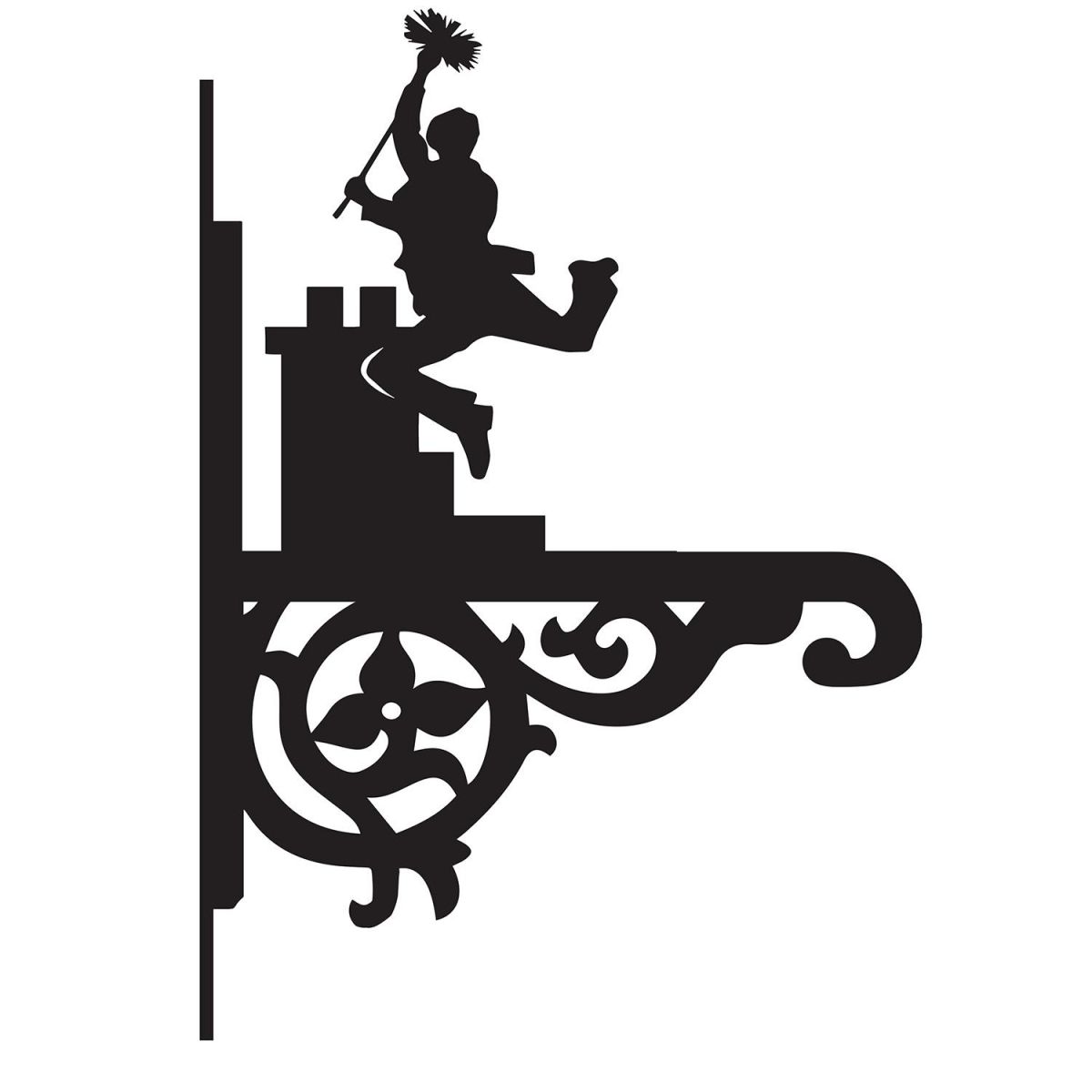 Ornate Chimney Sweep Hanging Basket Bracket in Black
