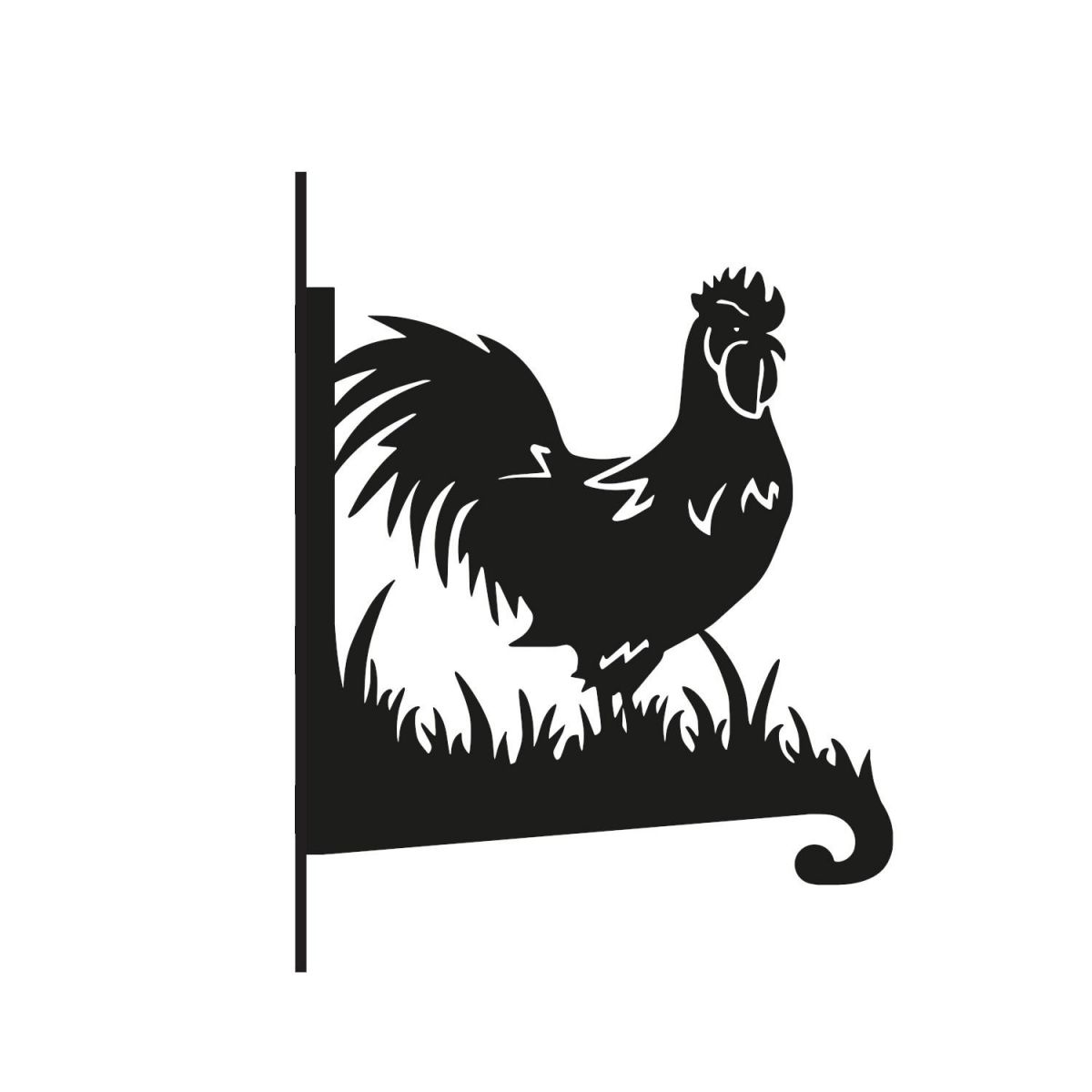 Cockerel Hanging Basket Bracket on White Background