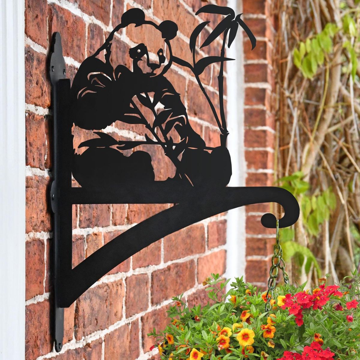 Panda Hanging Basket Bracket in Situ on a Brick Wall