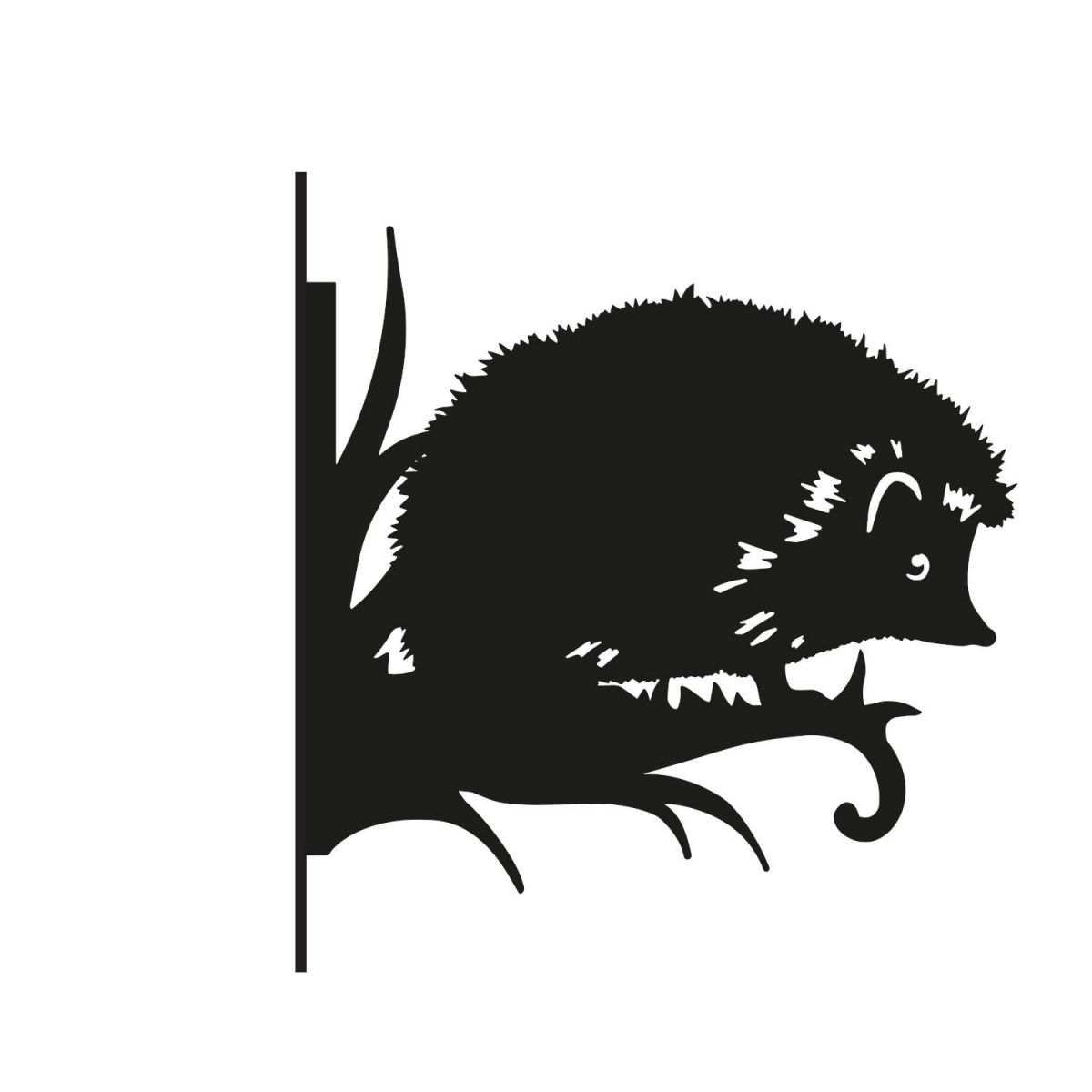 Hedgehog Hanging Basket Bracket on White Background