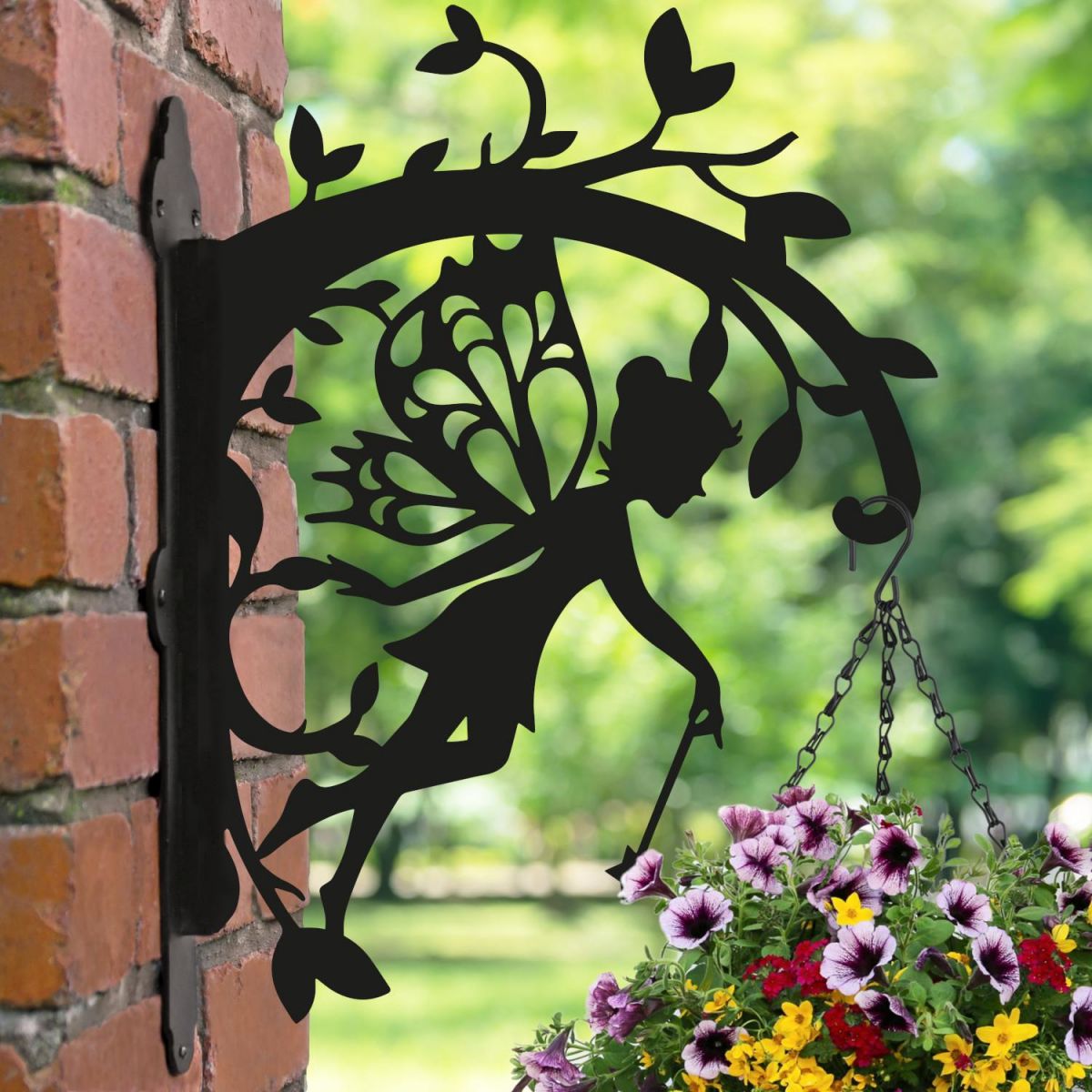 Dangling Fairy Hanging Basket Bracket with Planter