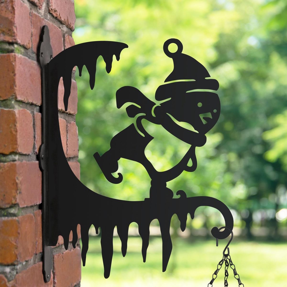 Penguin on Skates Hanging Basket Bracket 