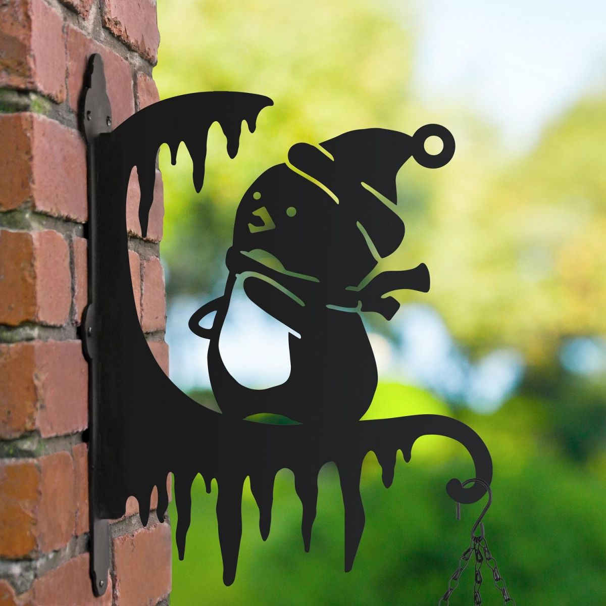 Hanging Basket Bracket with Penguin & Ice 