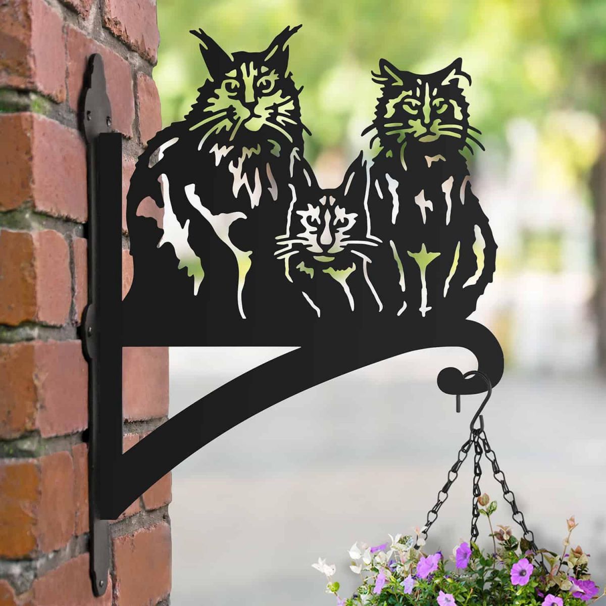 Steel Three Cats Hanging Basket Bracket