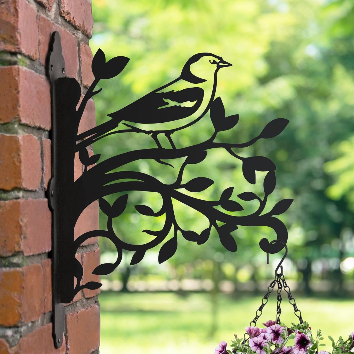 Hanging Basket Bracket with Chaffinch & Branches Design 