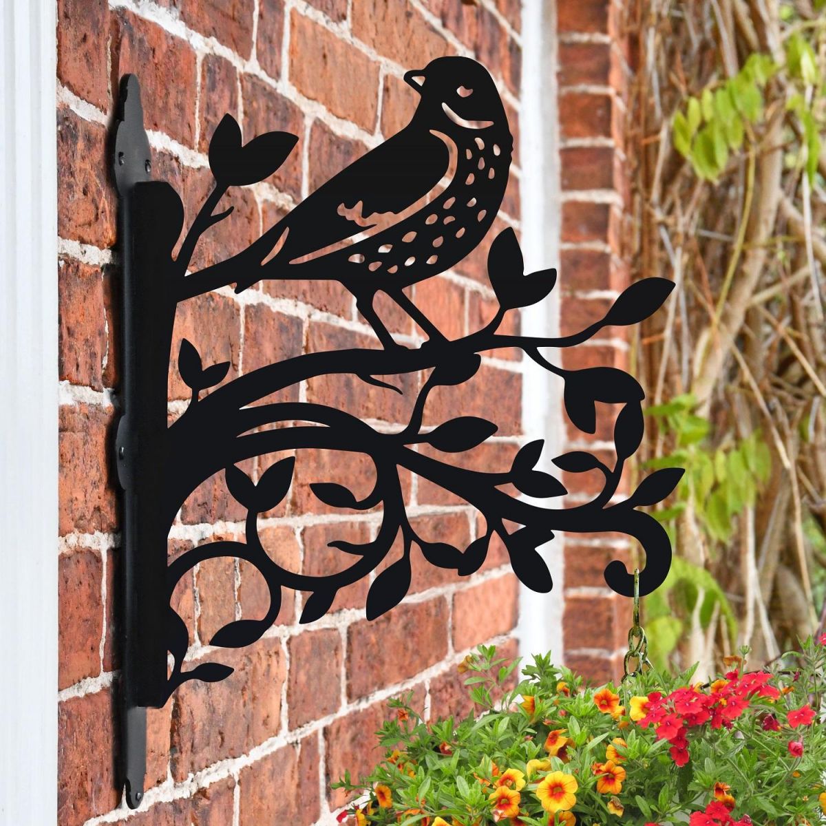 Hanging Basket Bracket with Thrush Bird