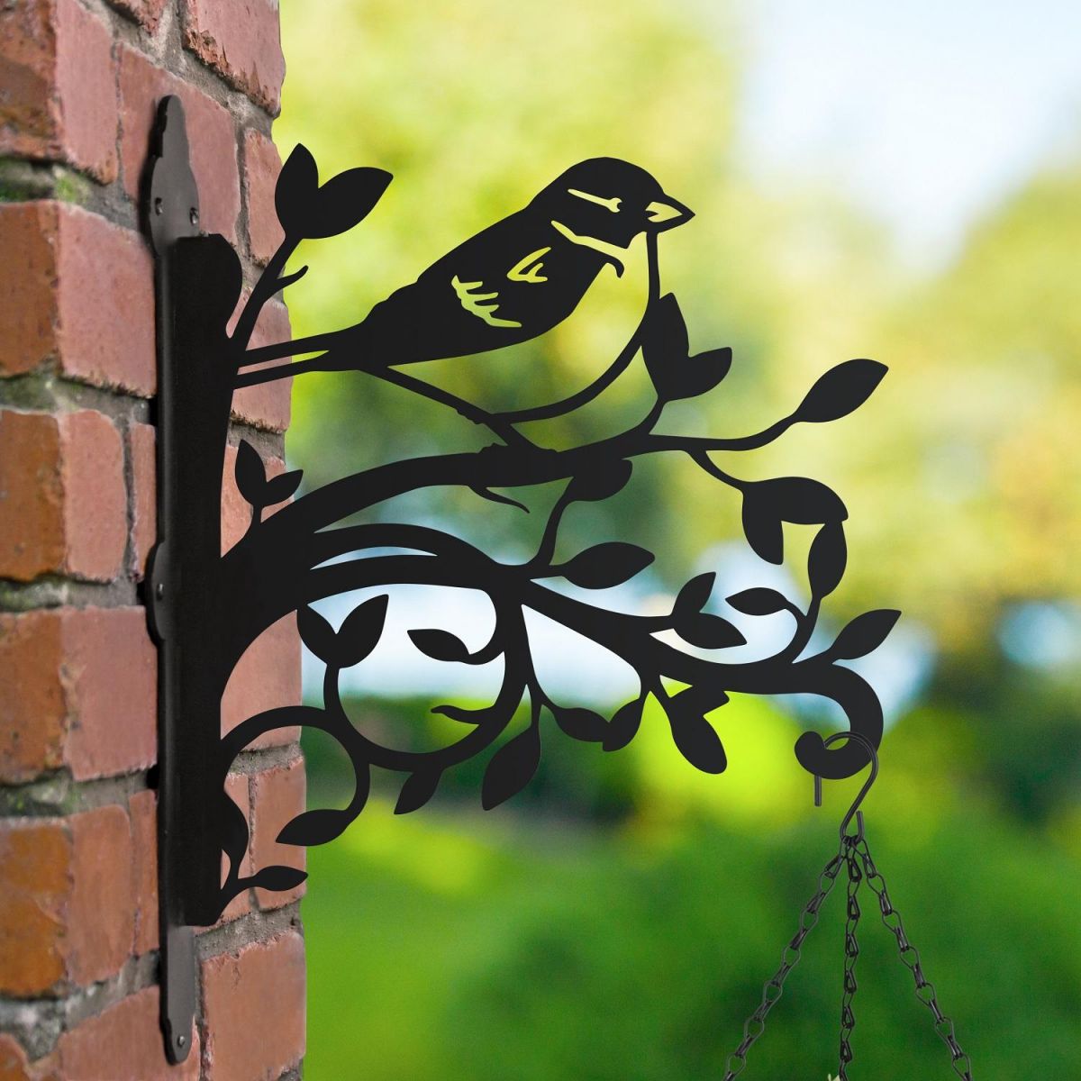 Hanging Basket Bracket with House Sparrow 