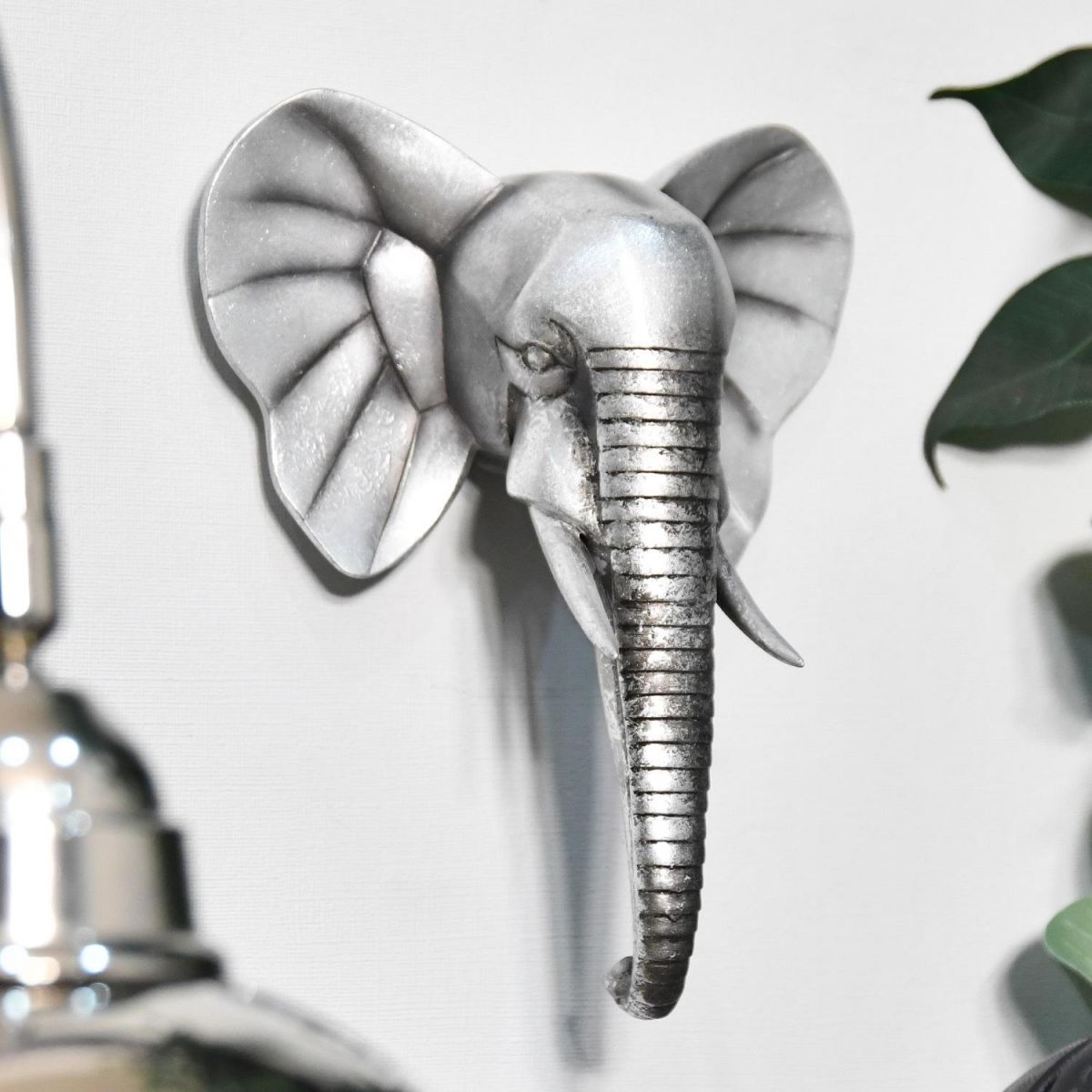 Silver Elephant Head Wall Art 
