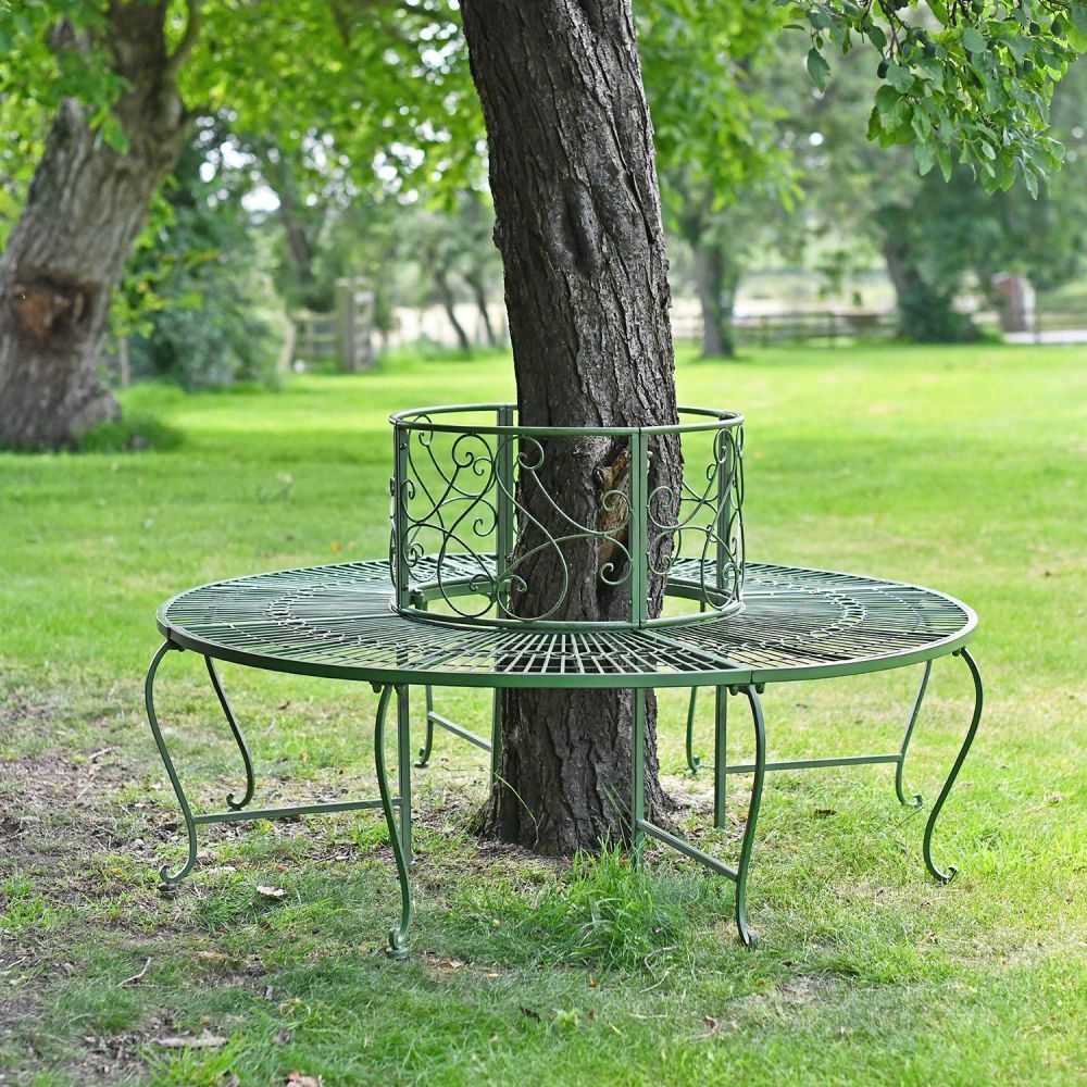 "Woodbury Orchard" Antique Green Scroll Effect Tree Seat