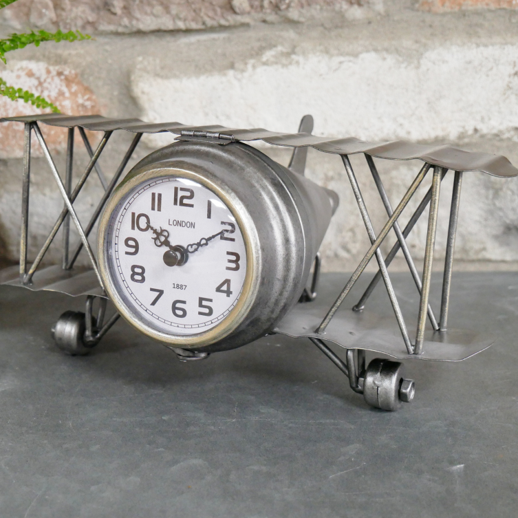 Grey Bi-Plane Desk Clock 
