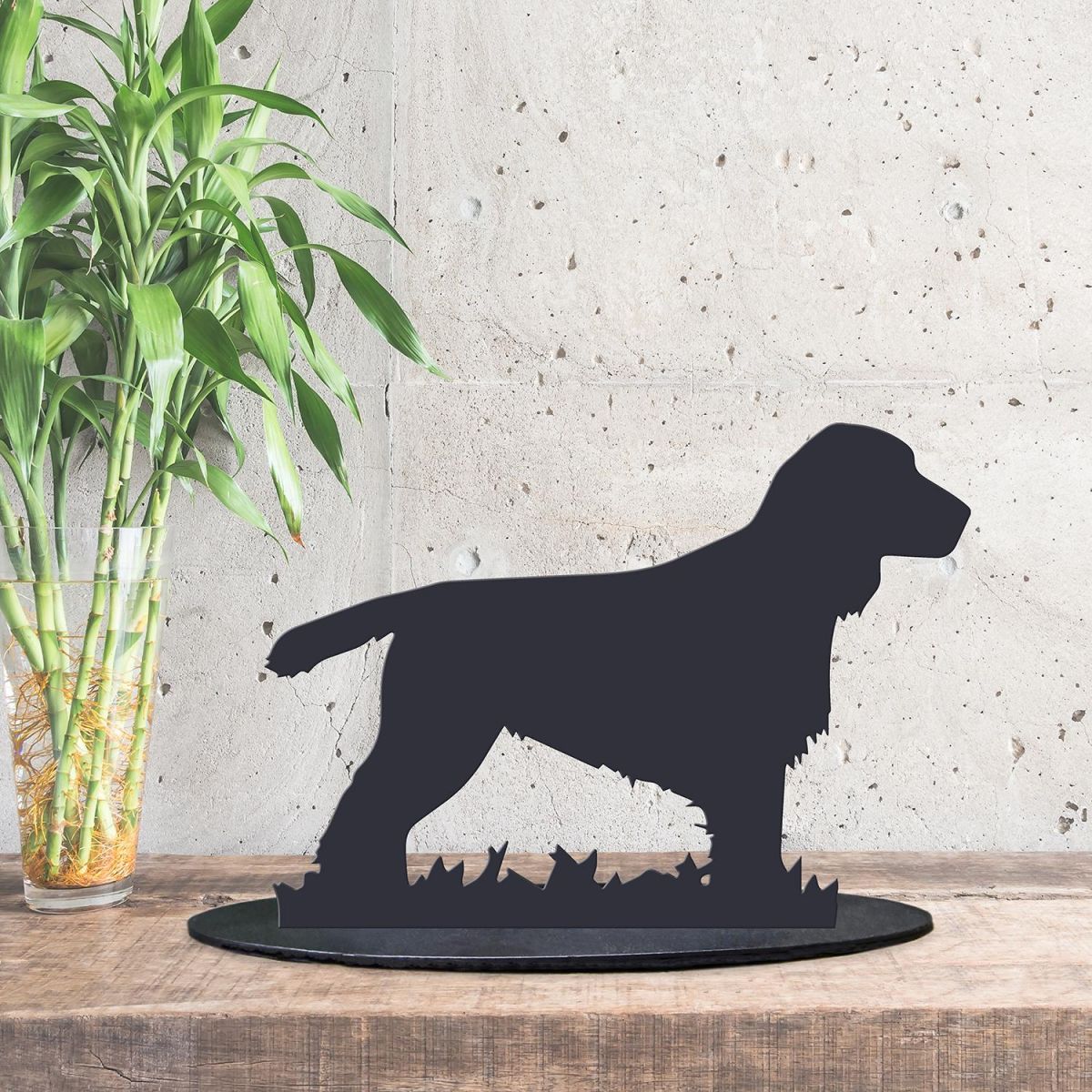 Black Cocker Spaniel Silhouette Ornament in Side in the Conservatory 