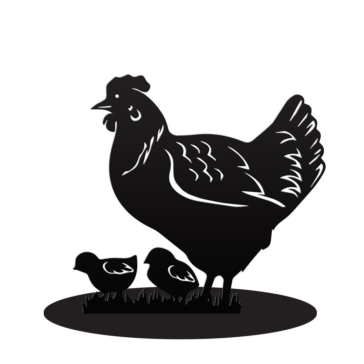 Hen & Chicks Silhouette Ornament in a Black Finish
