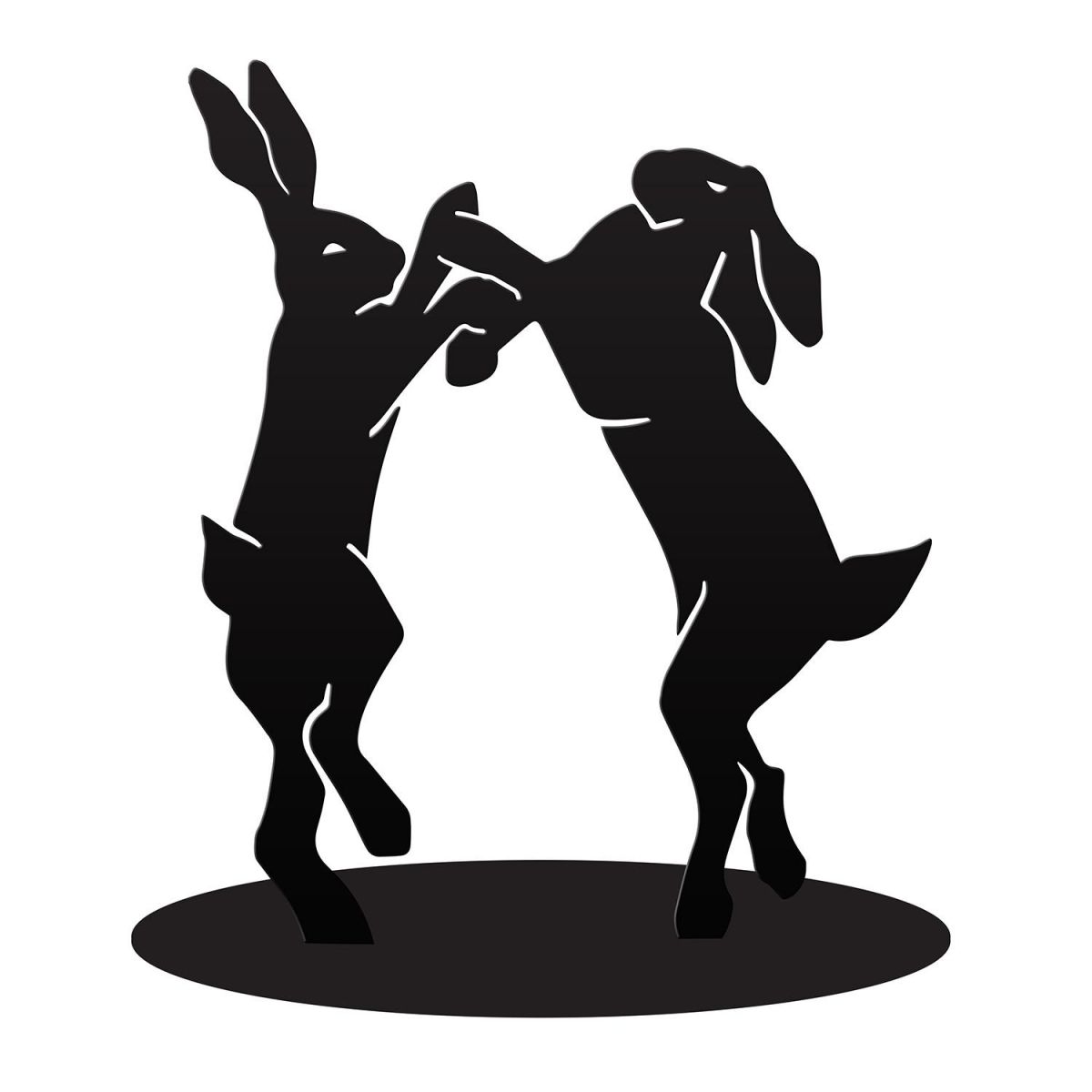 Boxing Hares Black Silhouette Ornament in a Black Finish