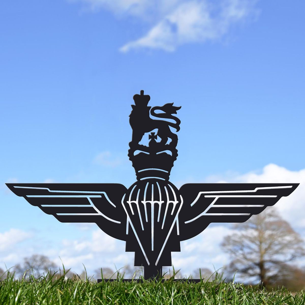 Black British Parachute Regiment Silhouette Ornament in the Garden