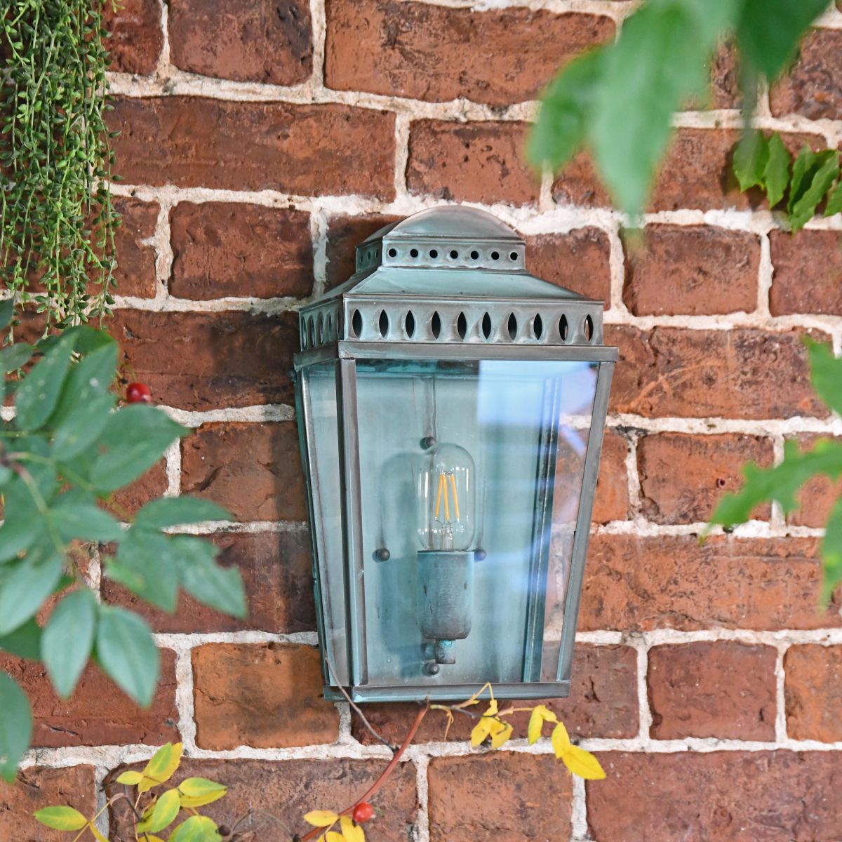 Verdigris Georgian Brass Wall Light in Situ