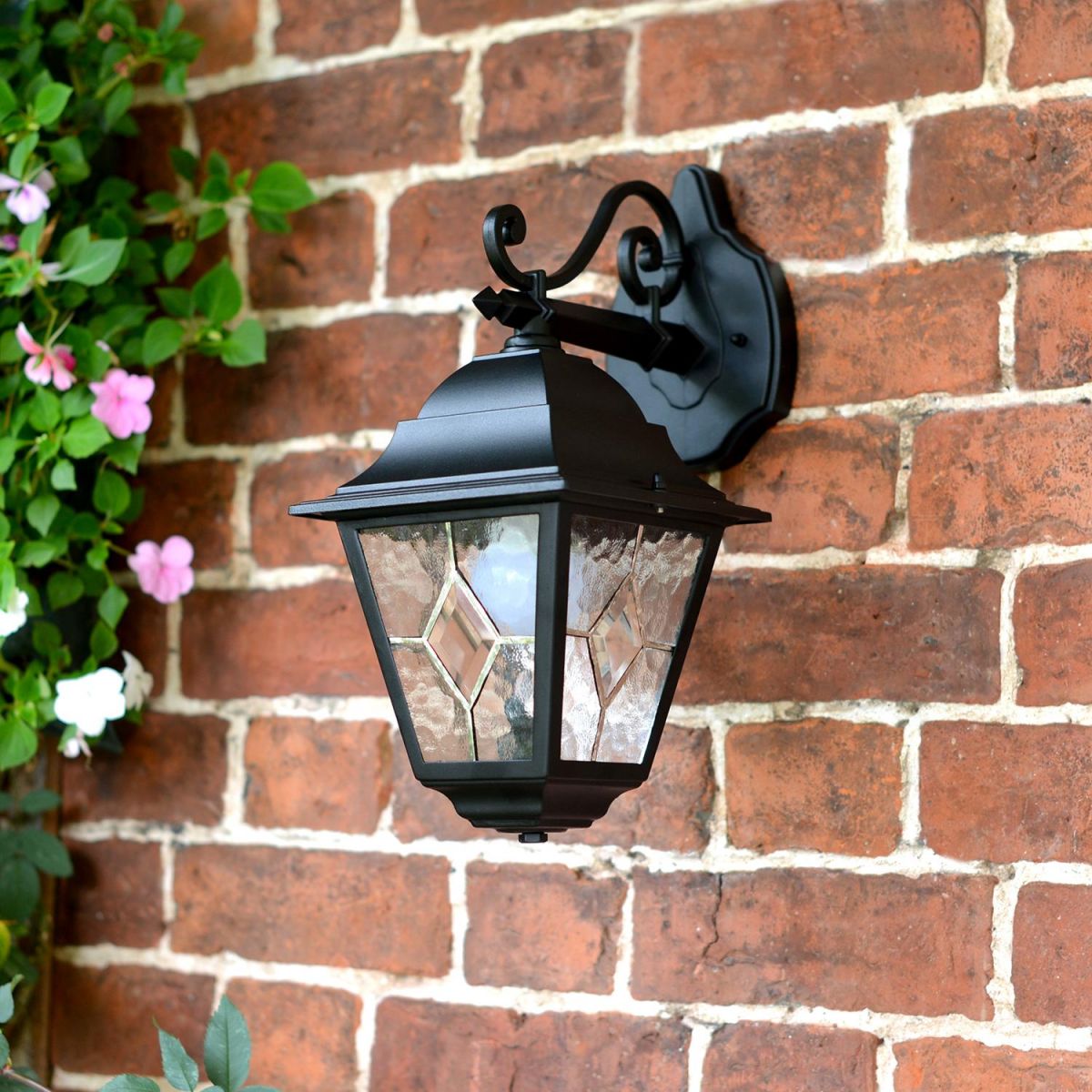 "Sheringham" Traditional Top Fix Wall Lantern with Beveled Glass 
