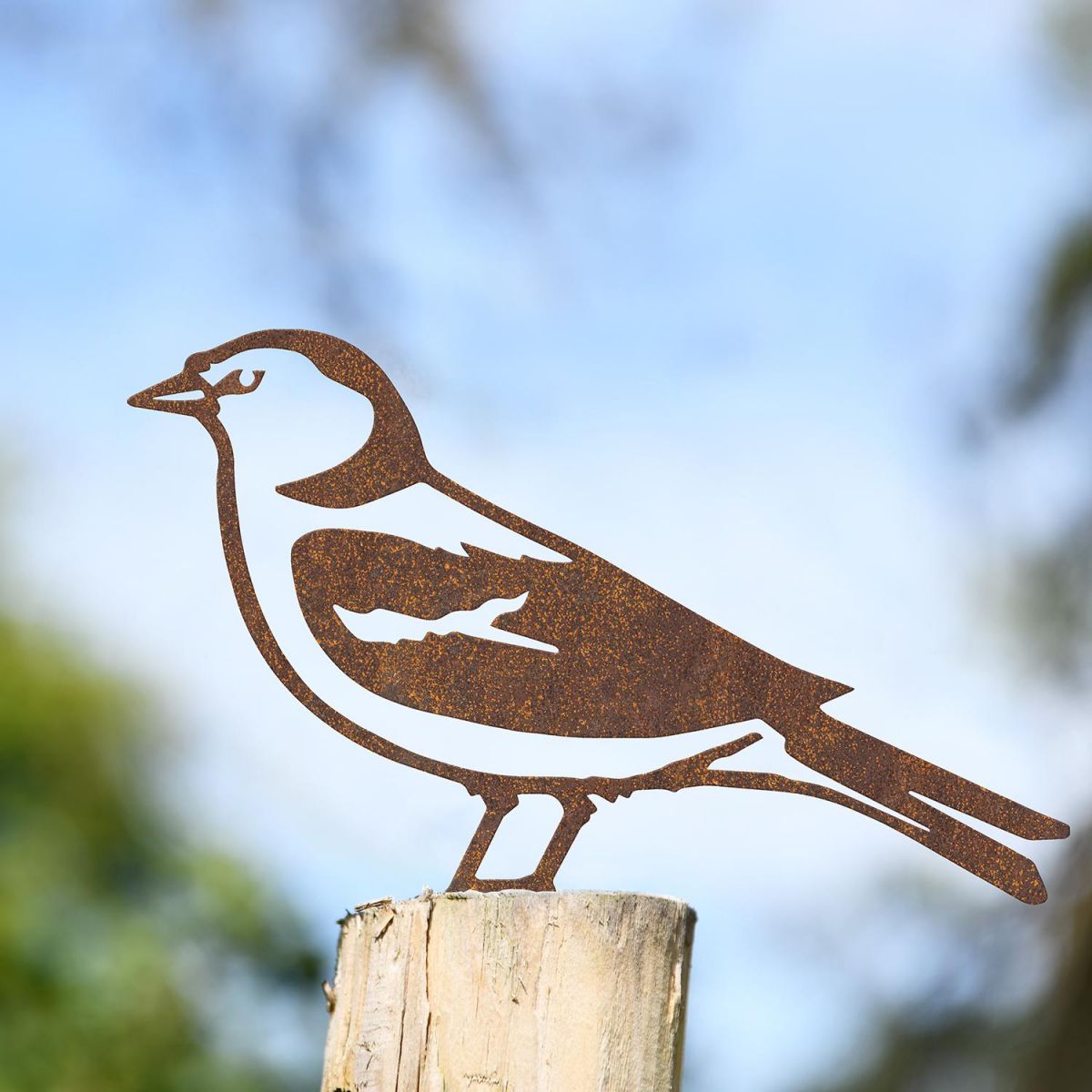 Chaffinch Fence Topper in Situ Outside