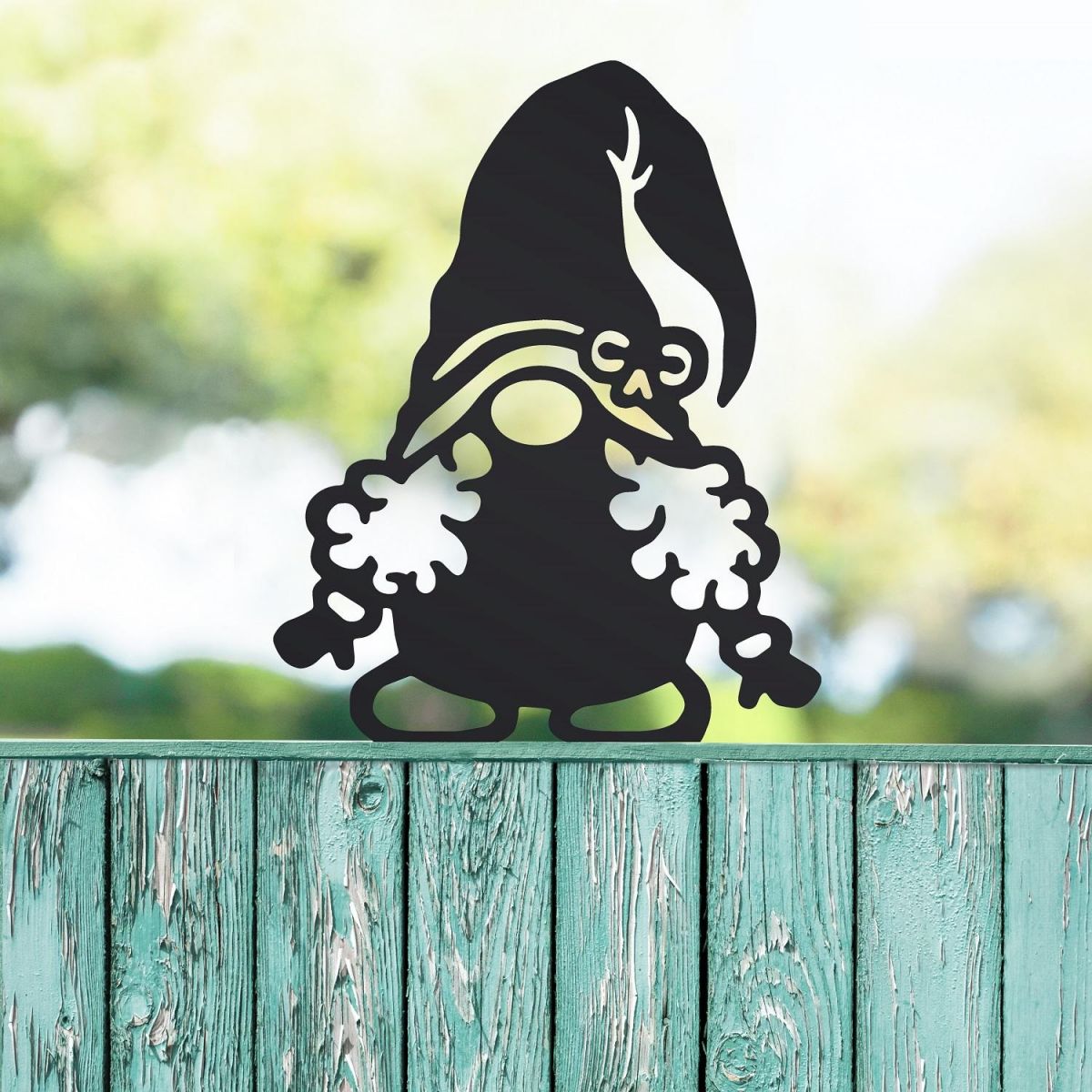 Black Gonk with Curly Hair Fence Topper