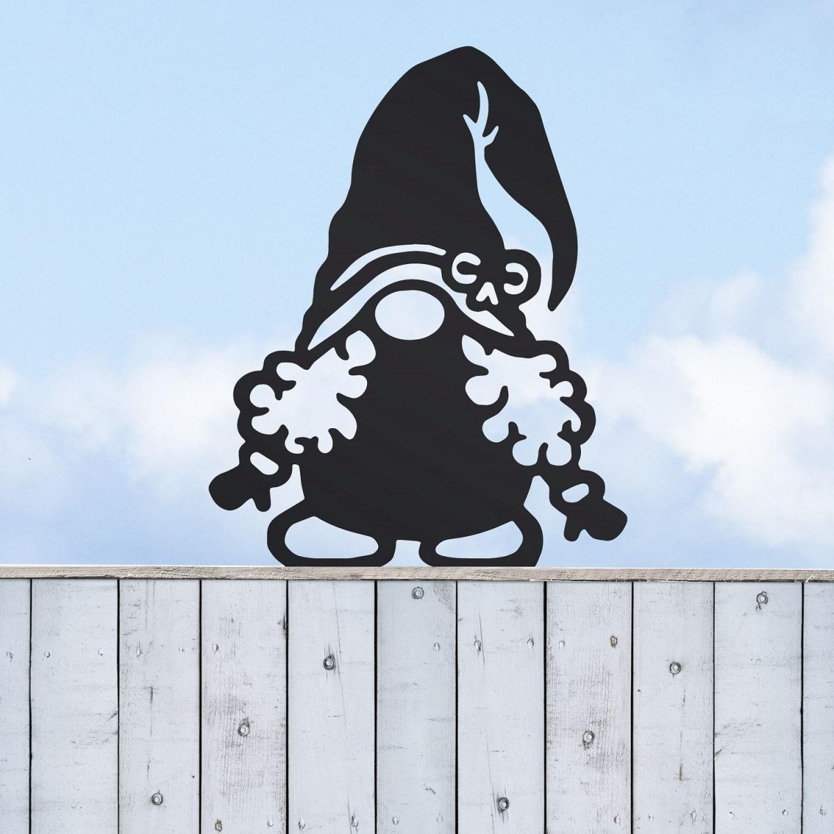 Black Fence Topper with Gonk with Curly Hair 