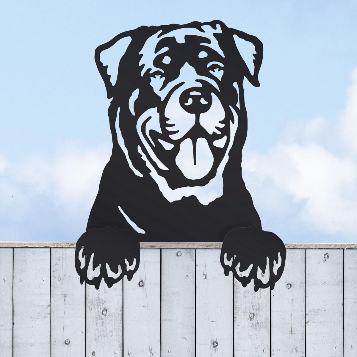 Black Fence Topper with Rottweiler Design 