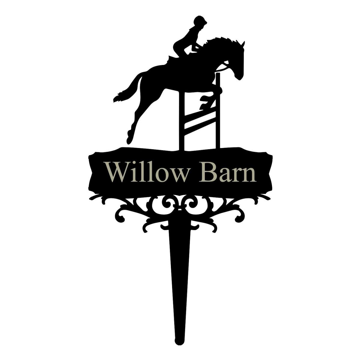 Show Jumping Horse Memorial Ground Spike with Personalisation 