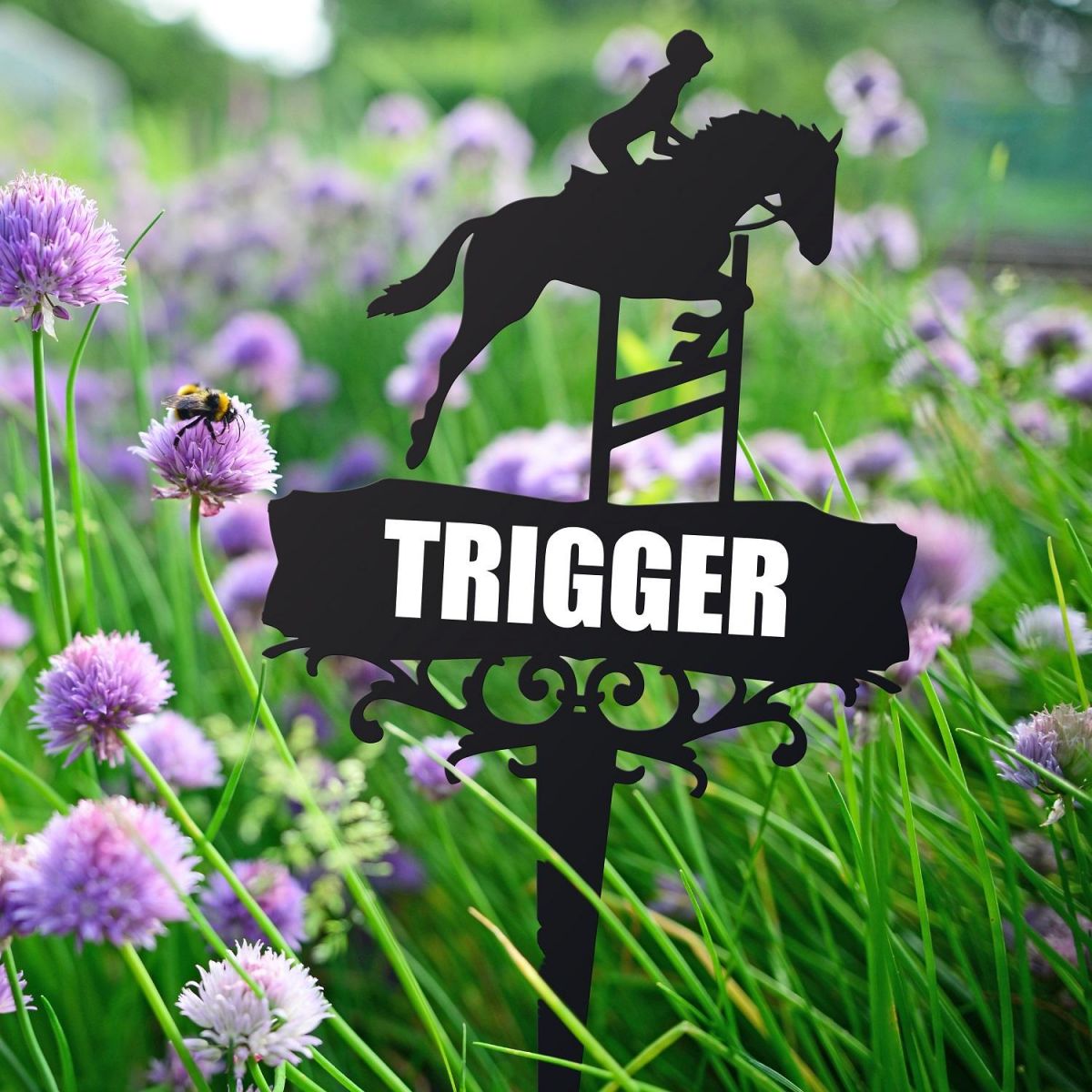 Show Jumping Horse Memorial Ground Spike with Personalisation 