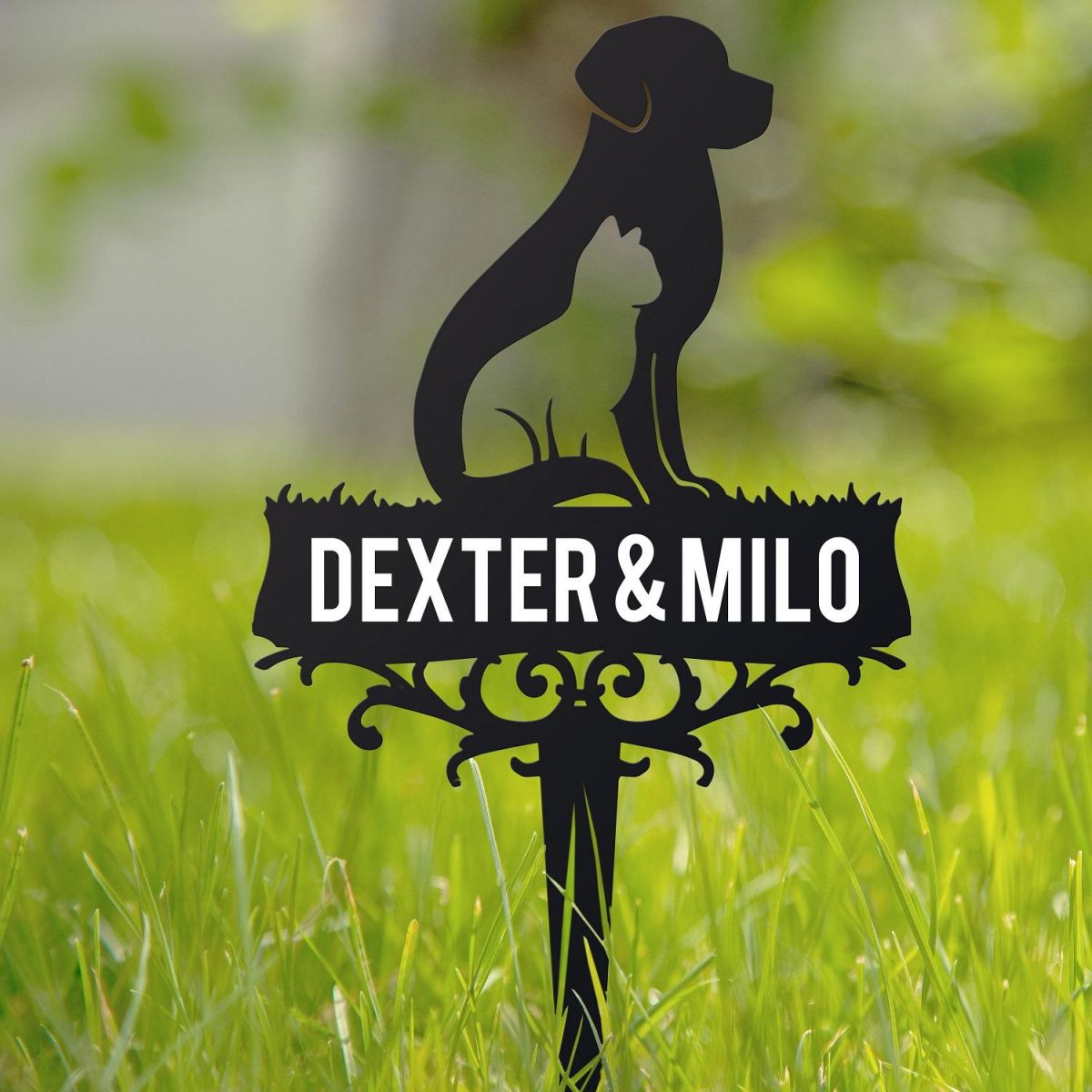 Cat & Dog Memorial Ground Spike with Personalisation 