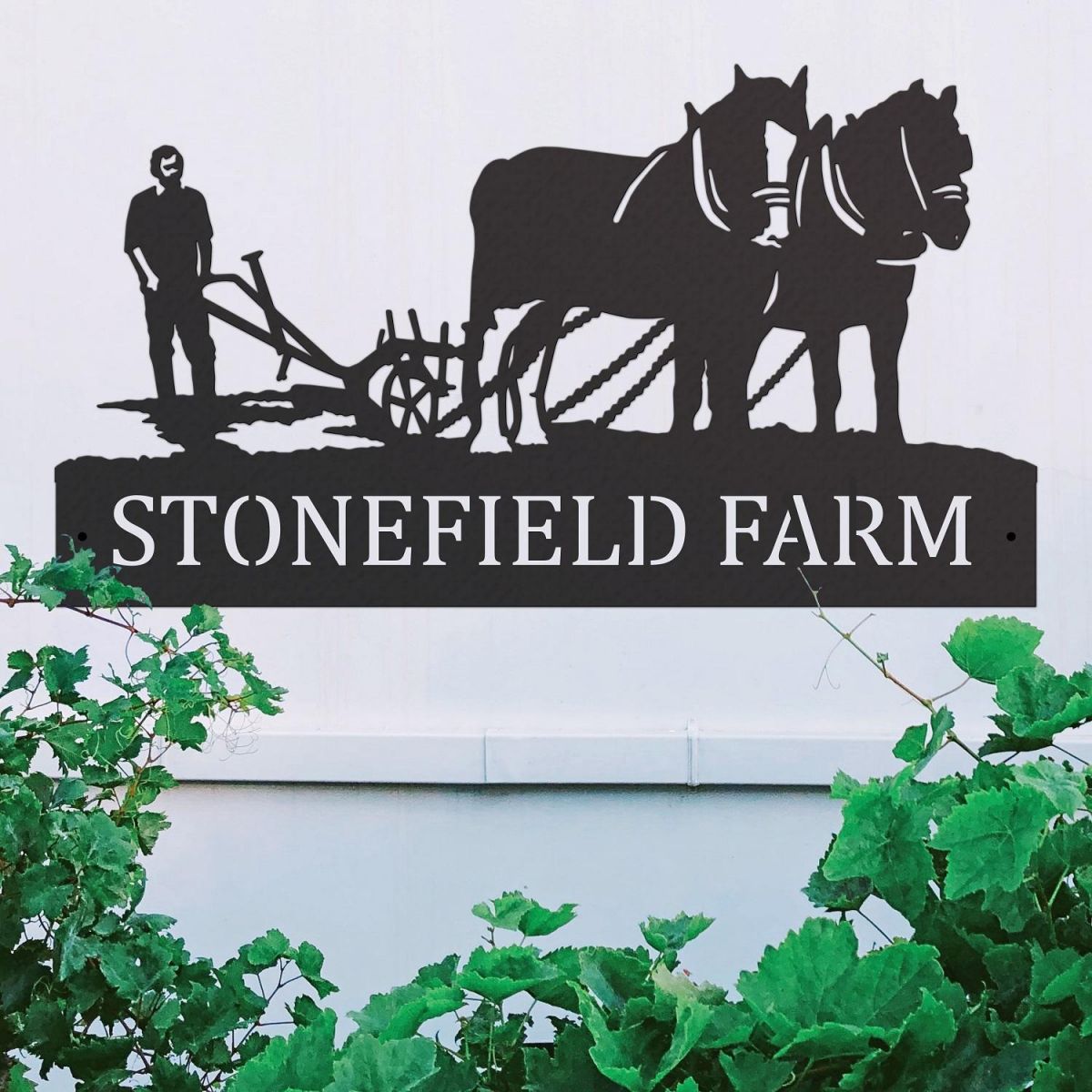 Horse & Plough Iron House Name Sign 